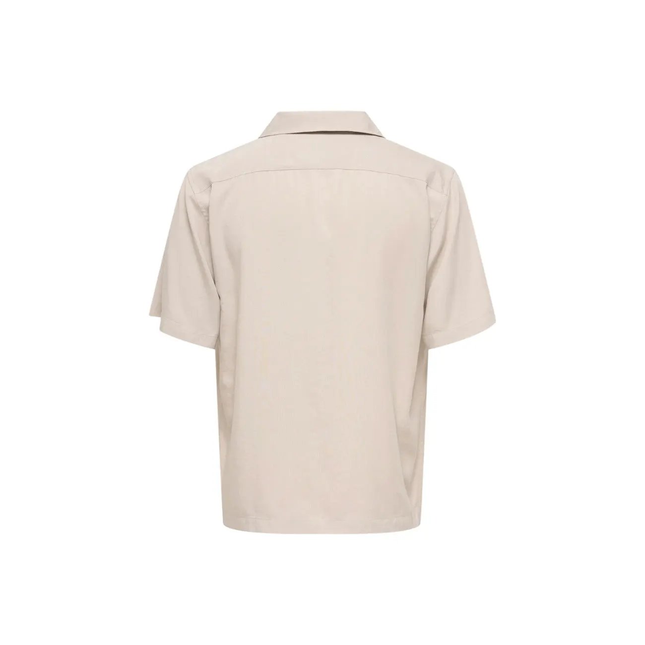 Only And Sons Mens Tencel V Neck Regular Fit Beige Short Sleeve Shirt by Only & Sons