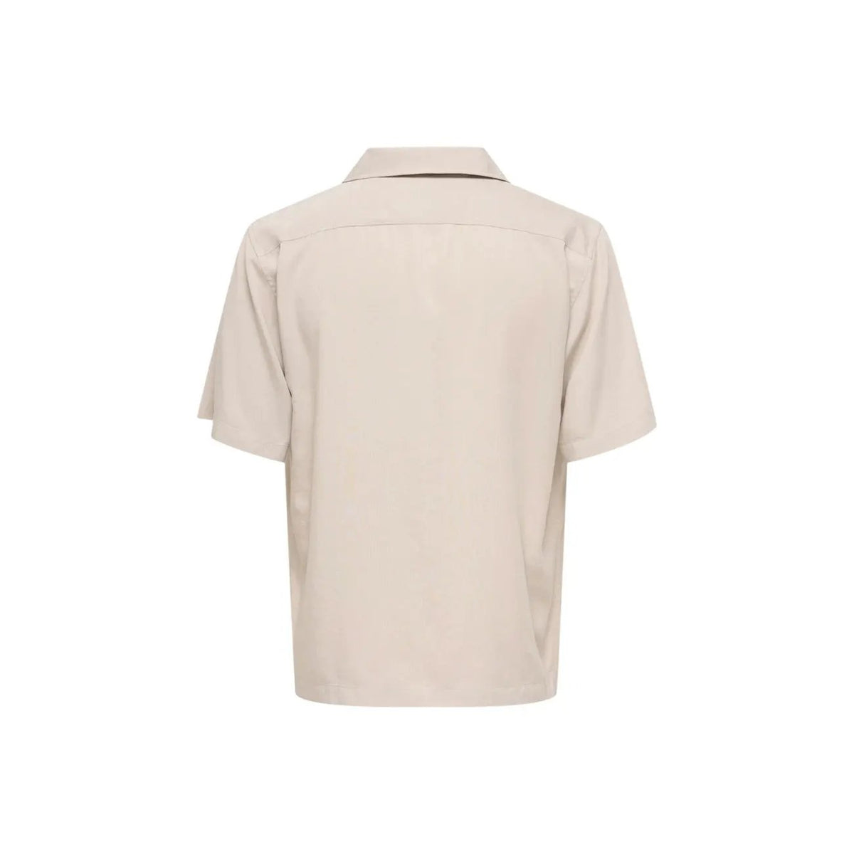 Only And Sons Mens Tencel V Neck Regular Fit Beige Short Sleeve Shirt by Only & Sons