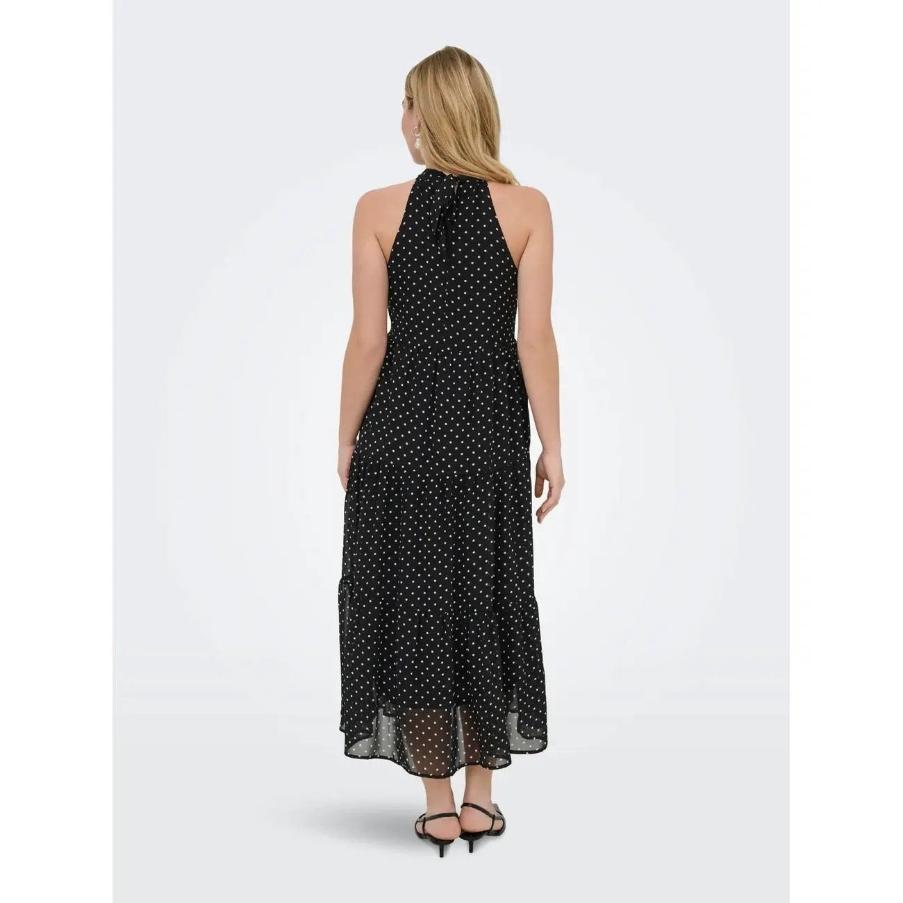 Only Stylish Sleeveless Polka Dot Womens Summer Zip Dress Black by Only