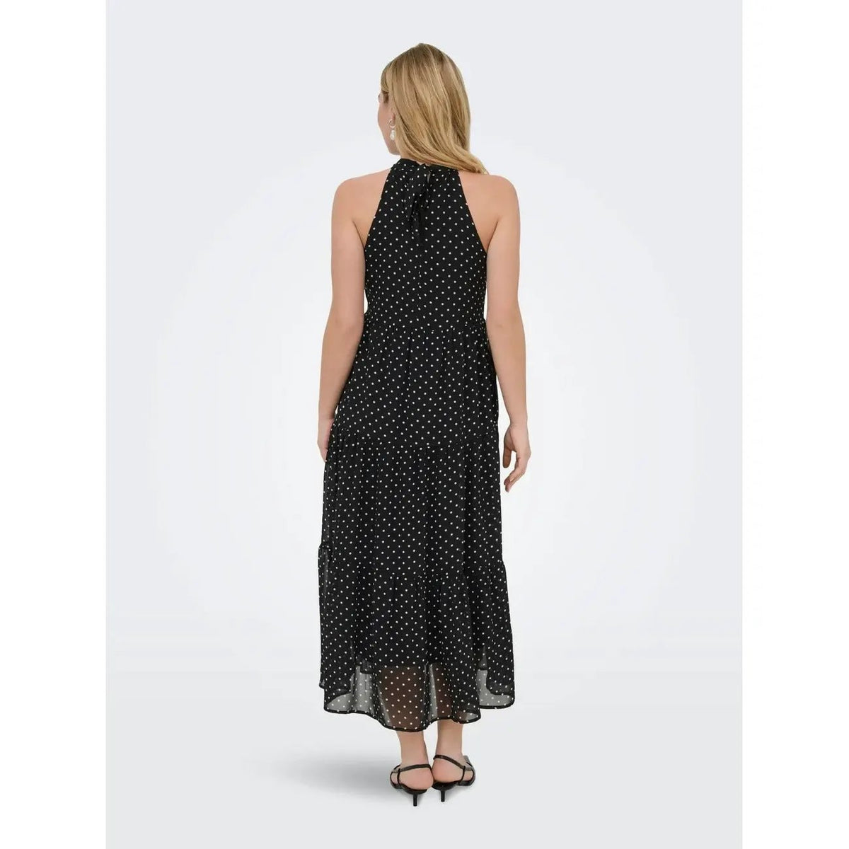 Only Stylish Sleeveless Polka Dot Womens Summer Zip Dress Black by Only