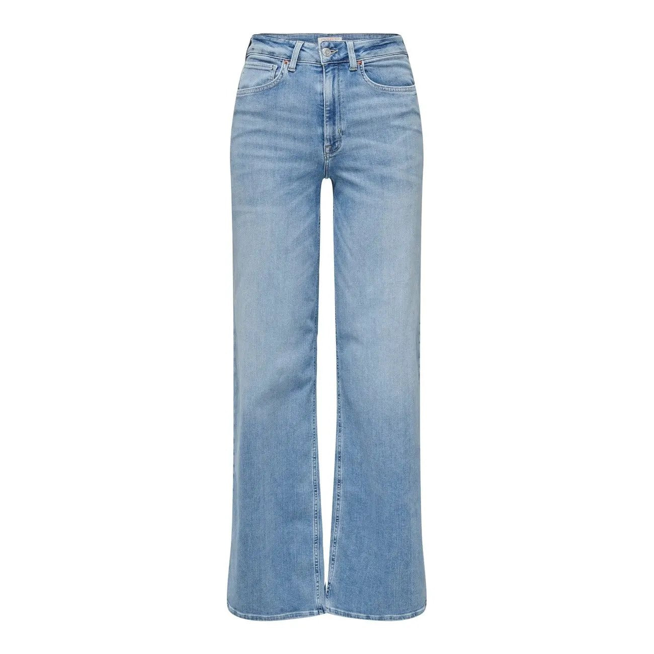 Trendy Only Women Light Blue Stretch Wide Leg Jeans With Split Hem by Only