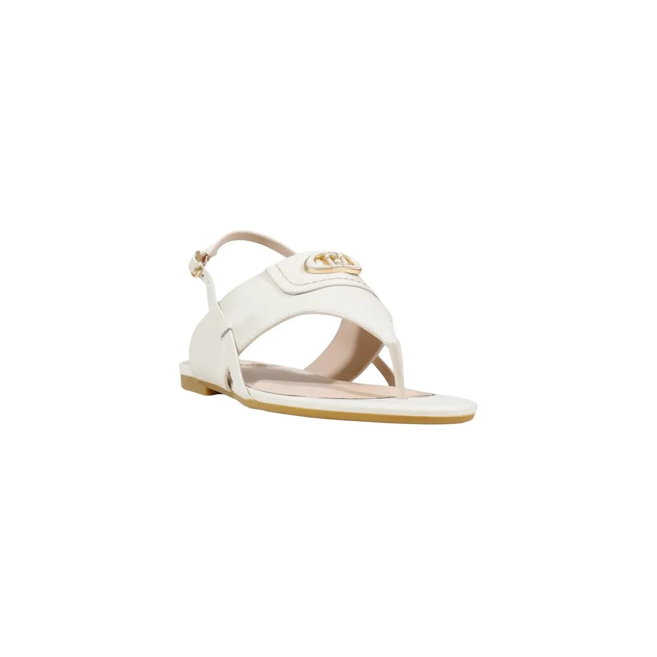 Liu Jo Women Elegant Flat Leather Sandals With Ankle Strap Detail by Liu Jo