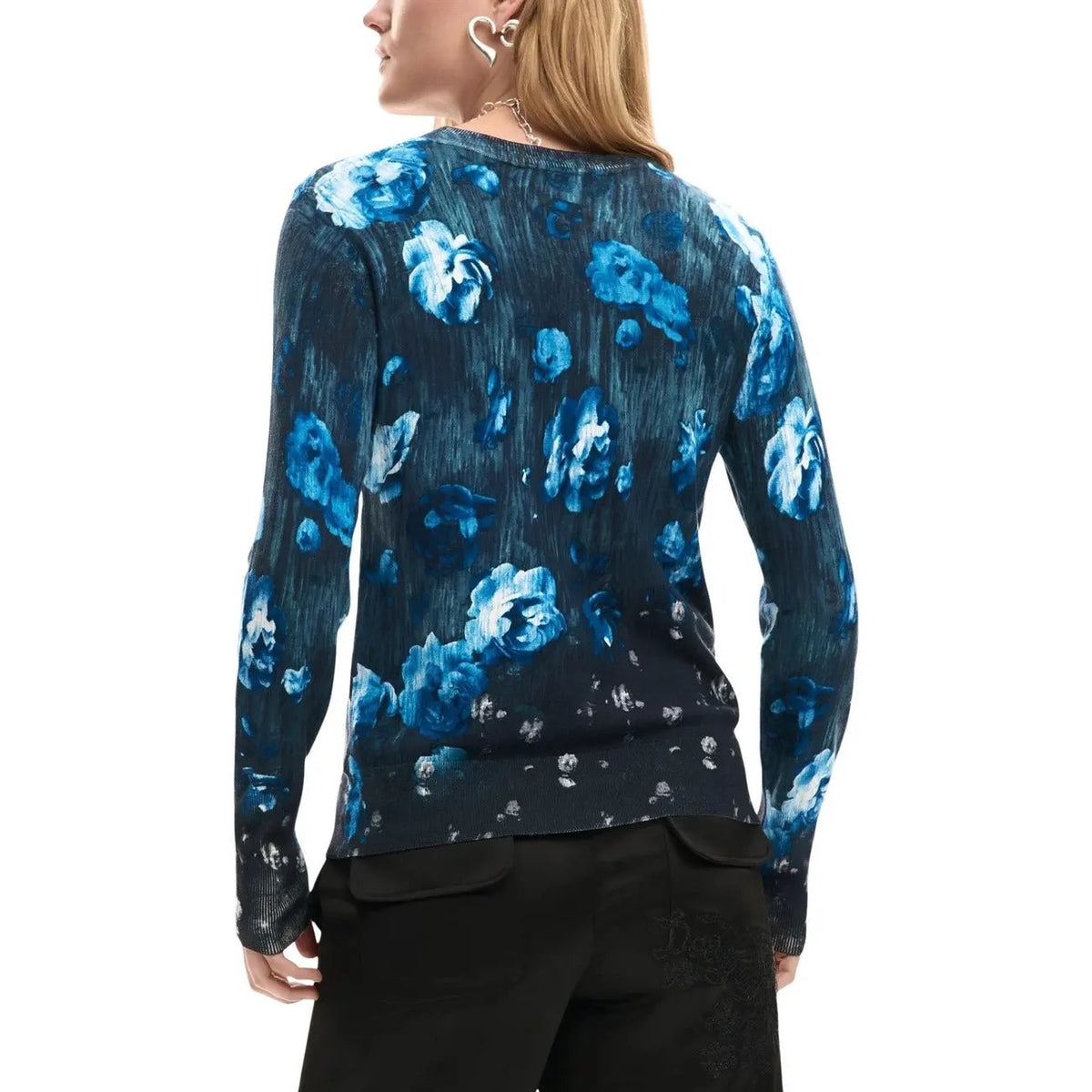 Desigual Women Long Sleeve Floral Print Viscose Knitwear Sweater Top by Desigual