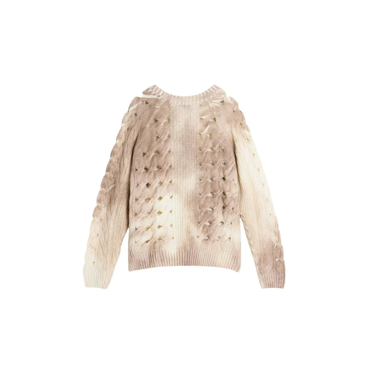 Desigual Women Beige Cable Knit Sweater Soft Wool Blend Pullover by Desigual