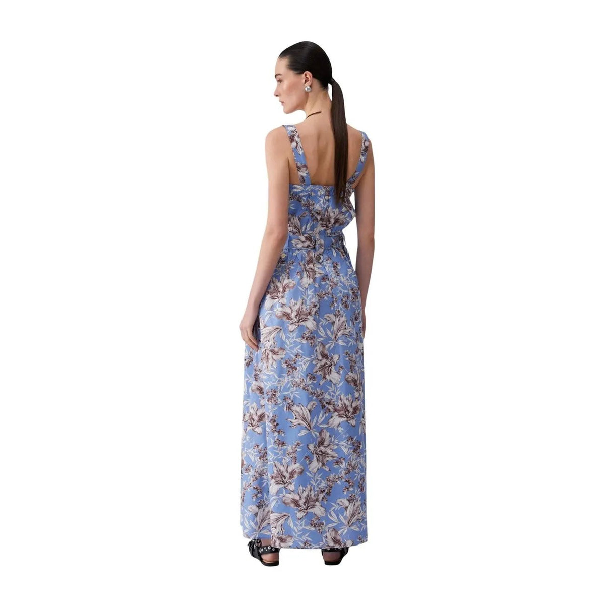 Liu Jo Women Blue Floral Cotton Strap Dress Elegant Summer Style Look by Liu Jo