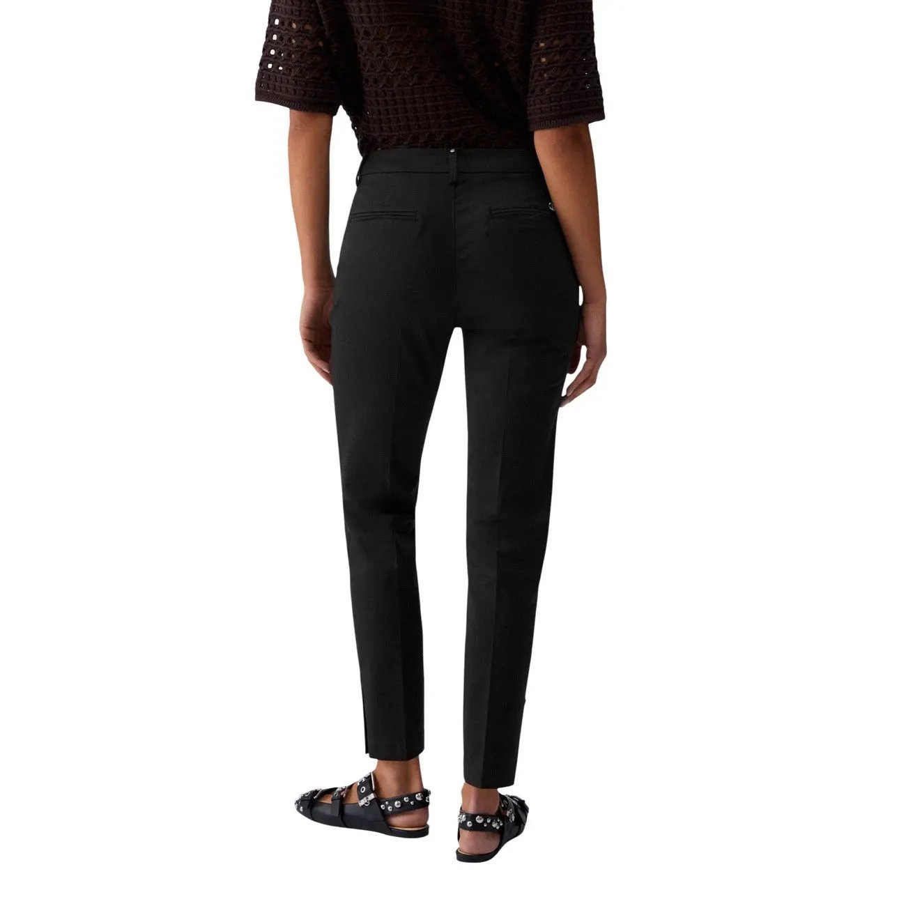 Liu Jo Women Essential Black Cotton Modal Blend Stretch Trousers by Liu Jo