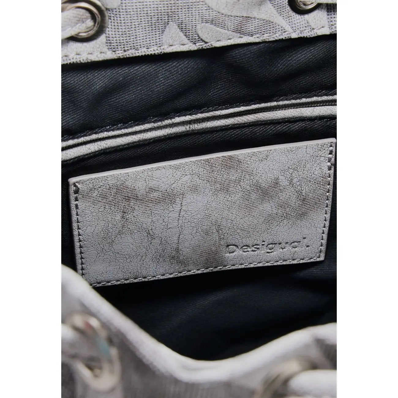 Desigual Women Grey Floral Print Rucksack With Inside And Outside Pockets by Desigual