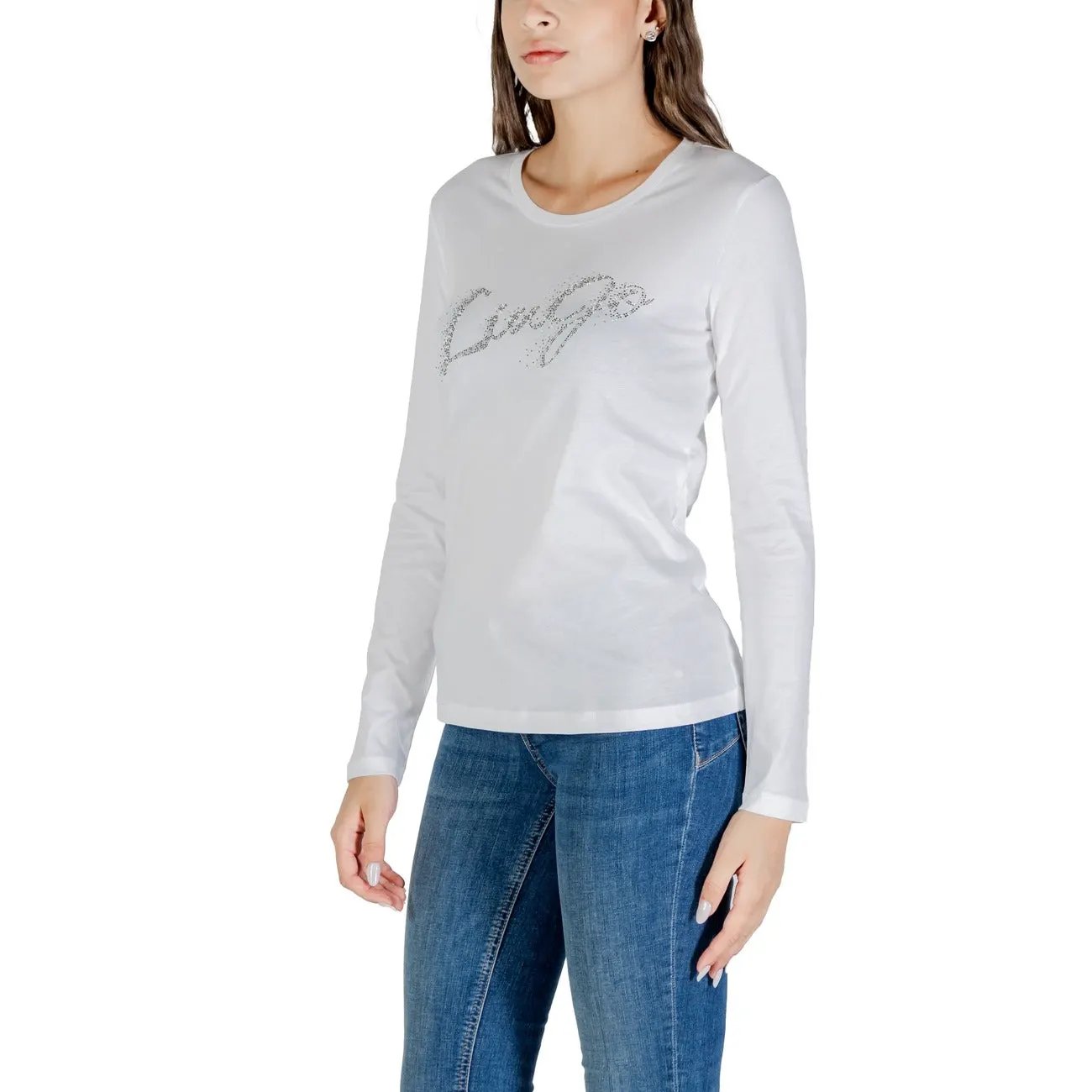 Liu Jo Womens Essential Premium Cotton Long Sleeve Printed White Tee by Liu Jo