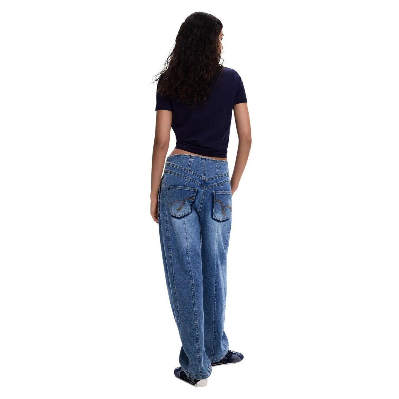 Desigual Women Stylish Comfortable Blue Stretch Cotton Wide Leg Jeans by Desigual