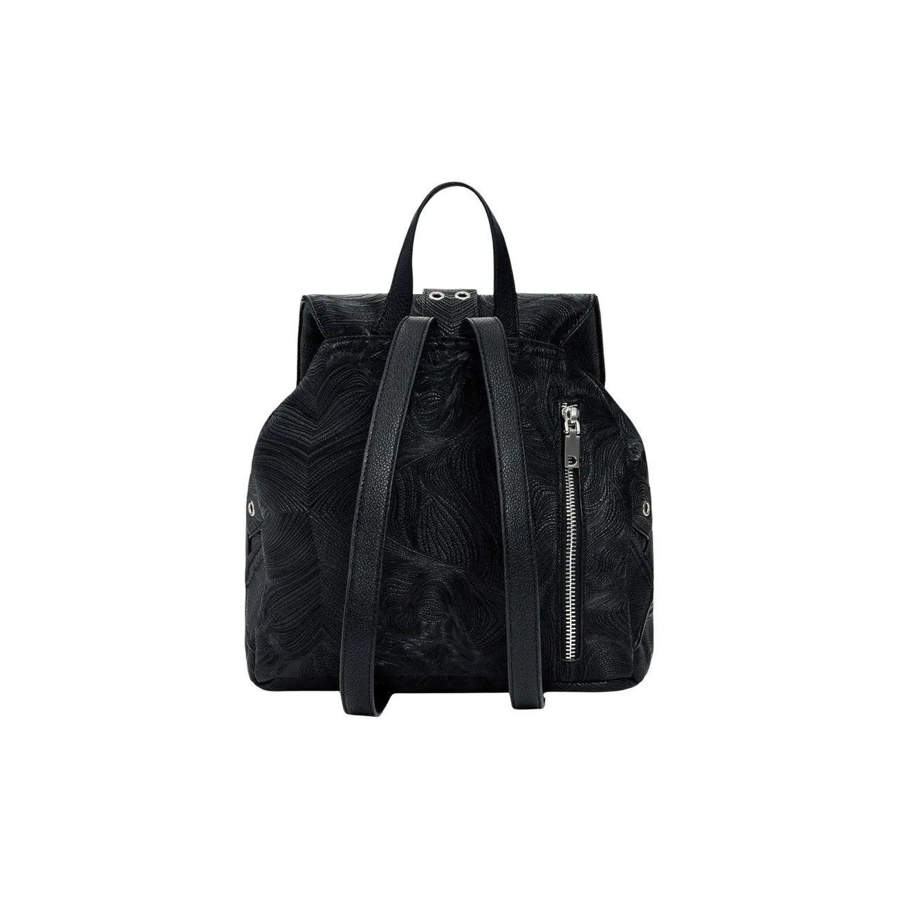 Desigual Women Stylish Black Backpack With Button Fastening Pockets by Desigual