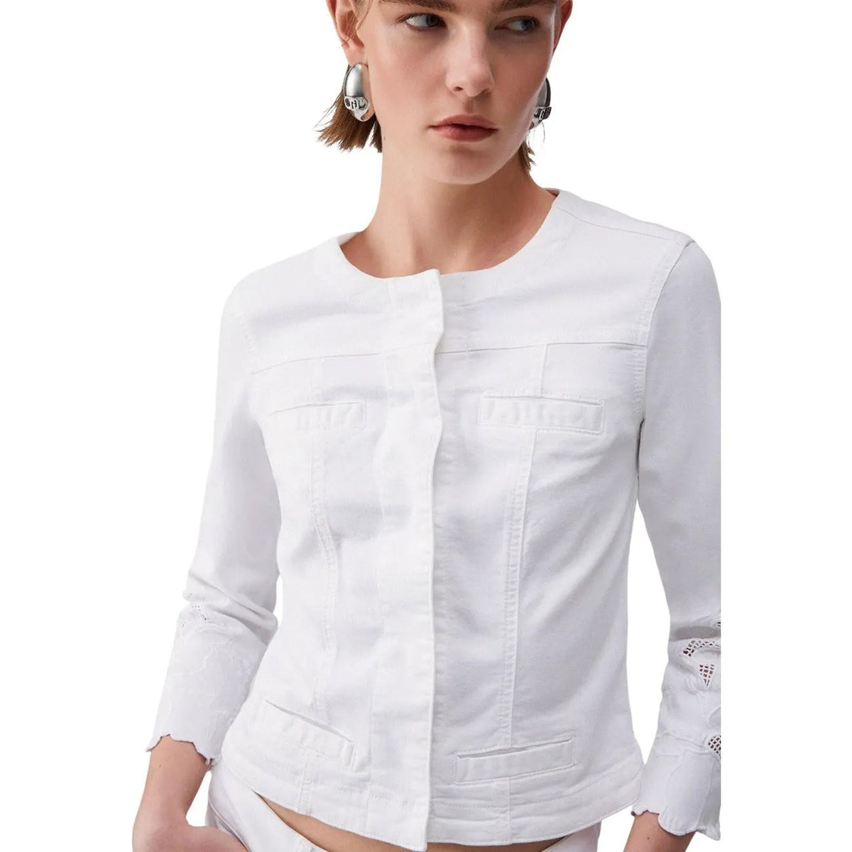 Liu Jo Women White Cotton Blazer Three Quarter Sleeve Elegant Fashion by Liu Jo