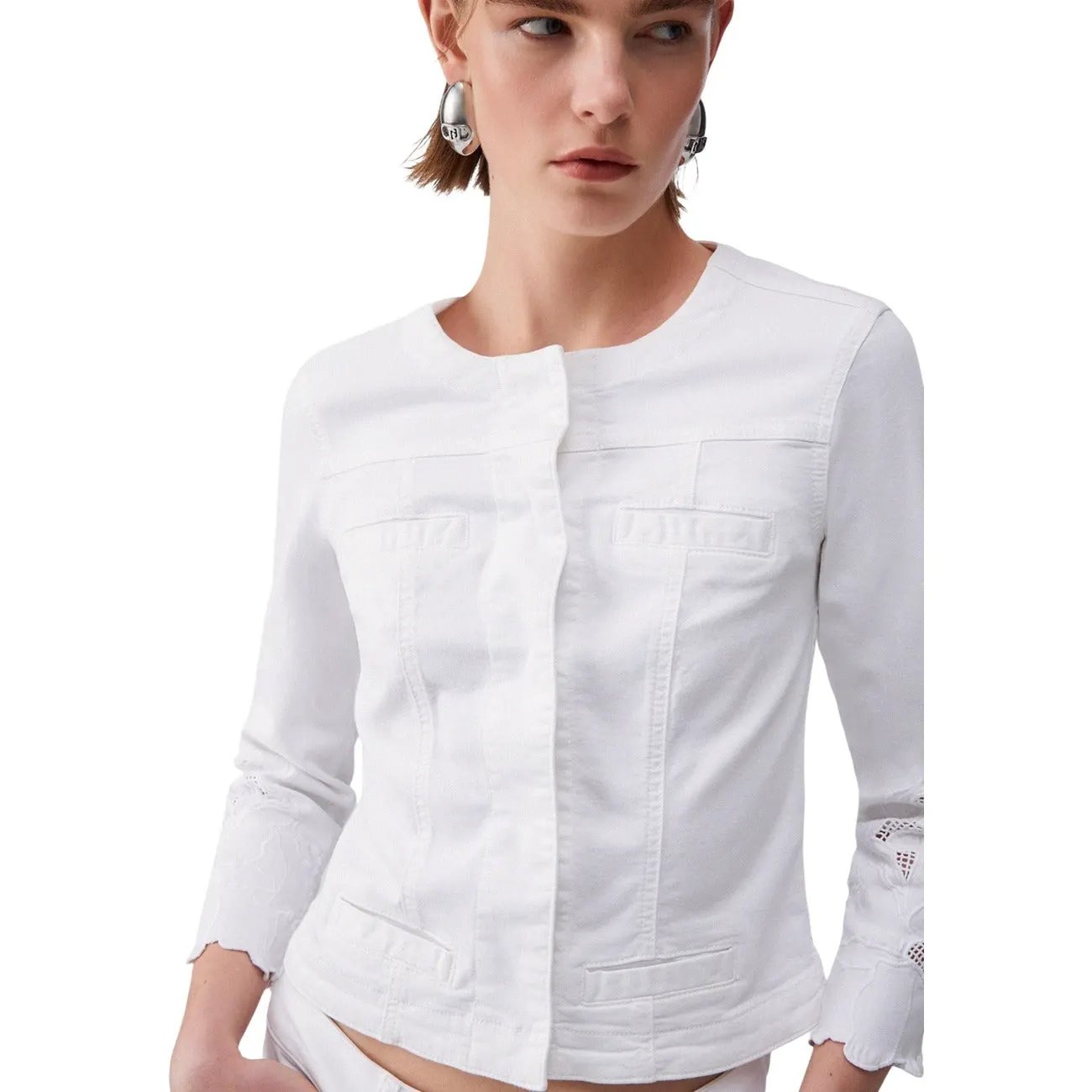 Liu Jo Women White Cotton Blazer Three Quarter Sleeve Elegant Fashion by Liu Jo