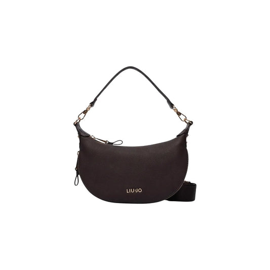 Luxury Liu Jo Women Brown Faux Leather Crescent Shoulder Bag With Zipper by Liu Jo