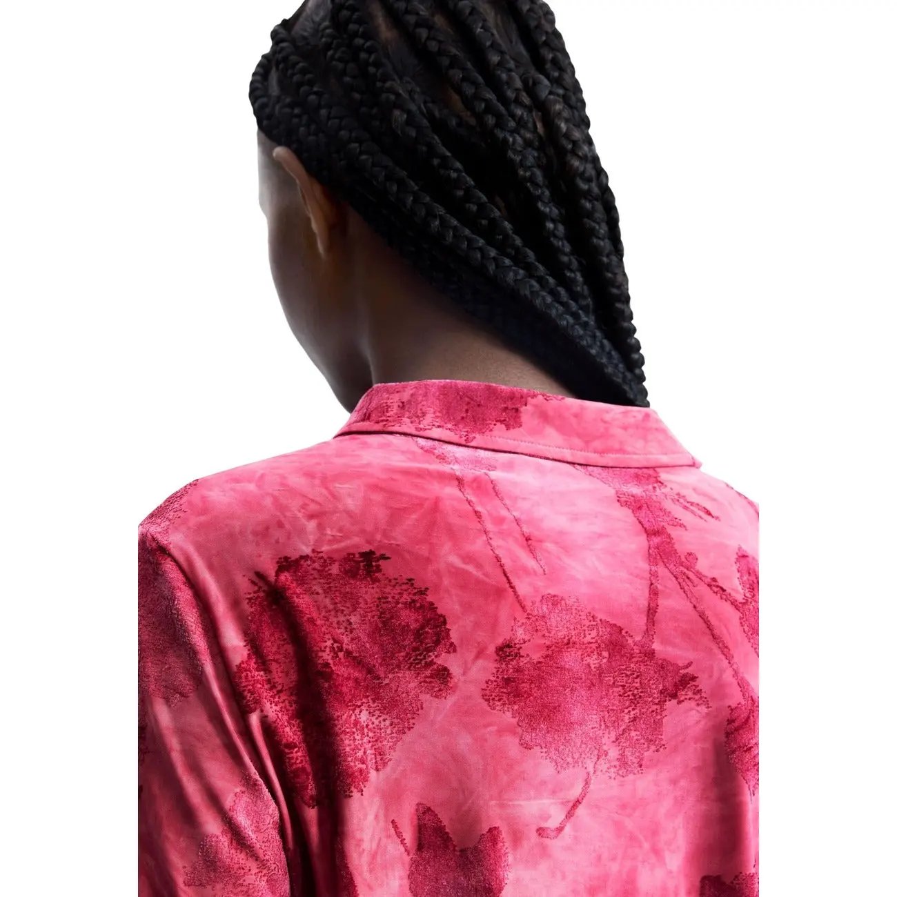 Desigual Women Long Sleeve Fuchsia Classic Collar Stretch Shirt by Desigual