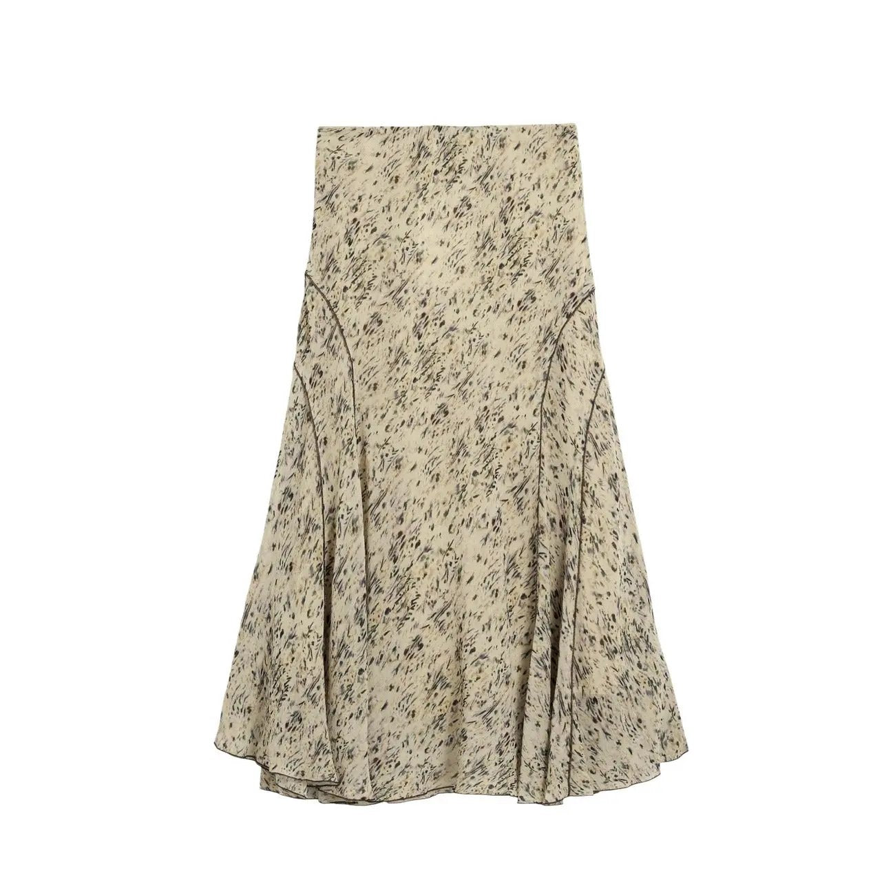 Desigual Women Midi Skirt Beige Floral Print Lightweight Summer by Desigual
