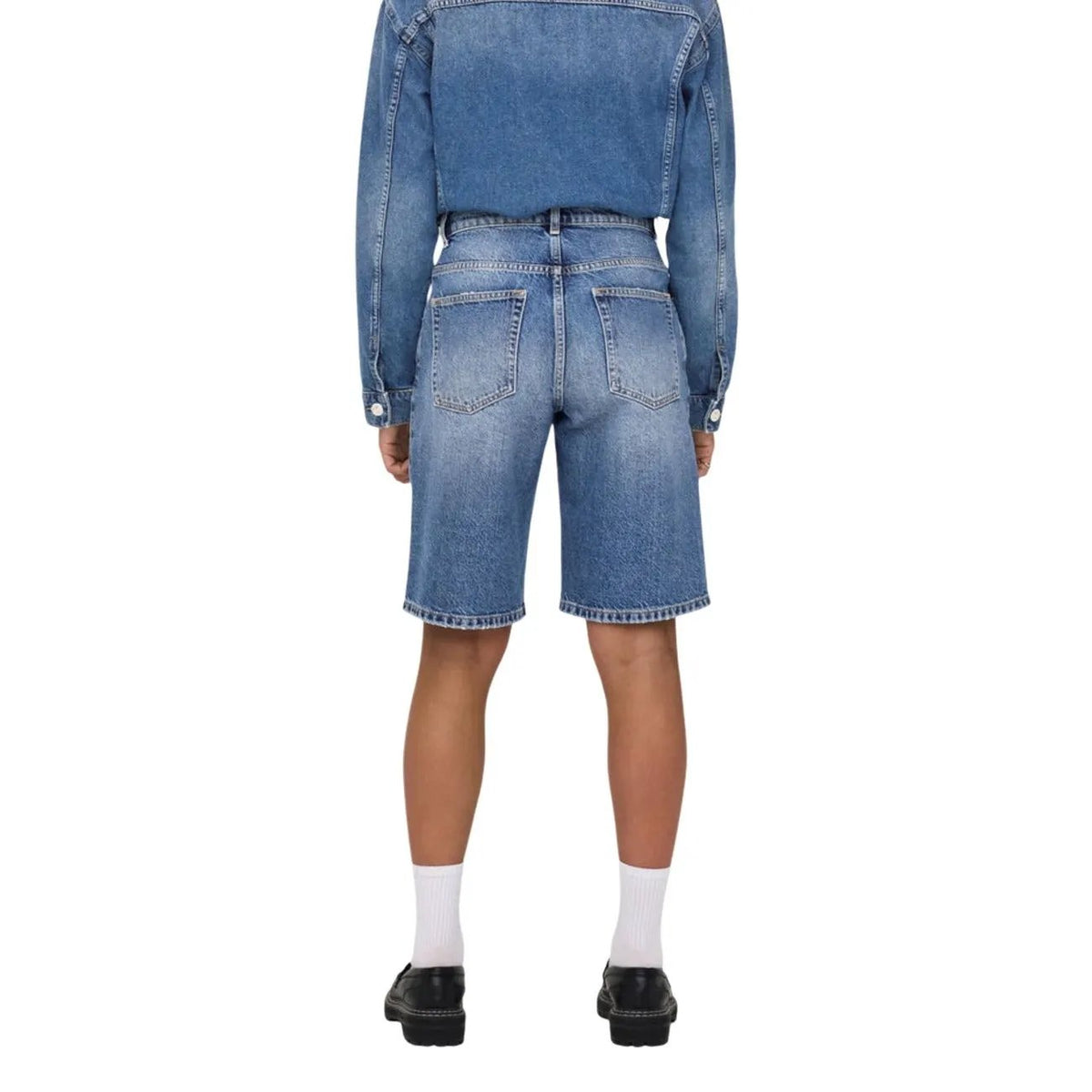 Only Premium Women Blue Cotton Shorts For Worn Out Summer Comfort by Only