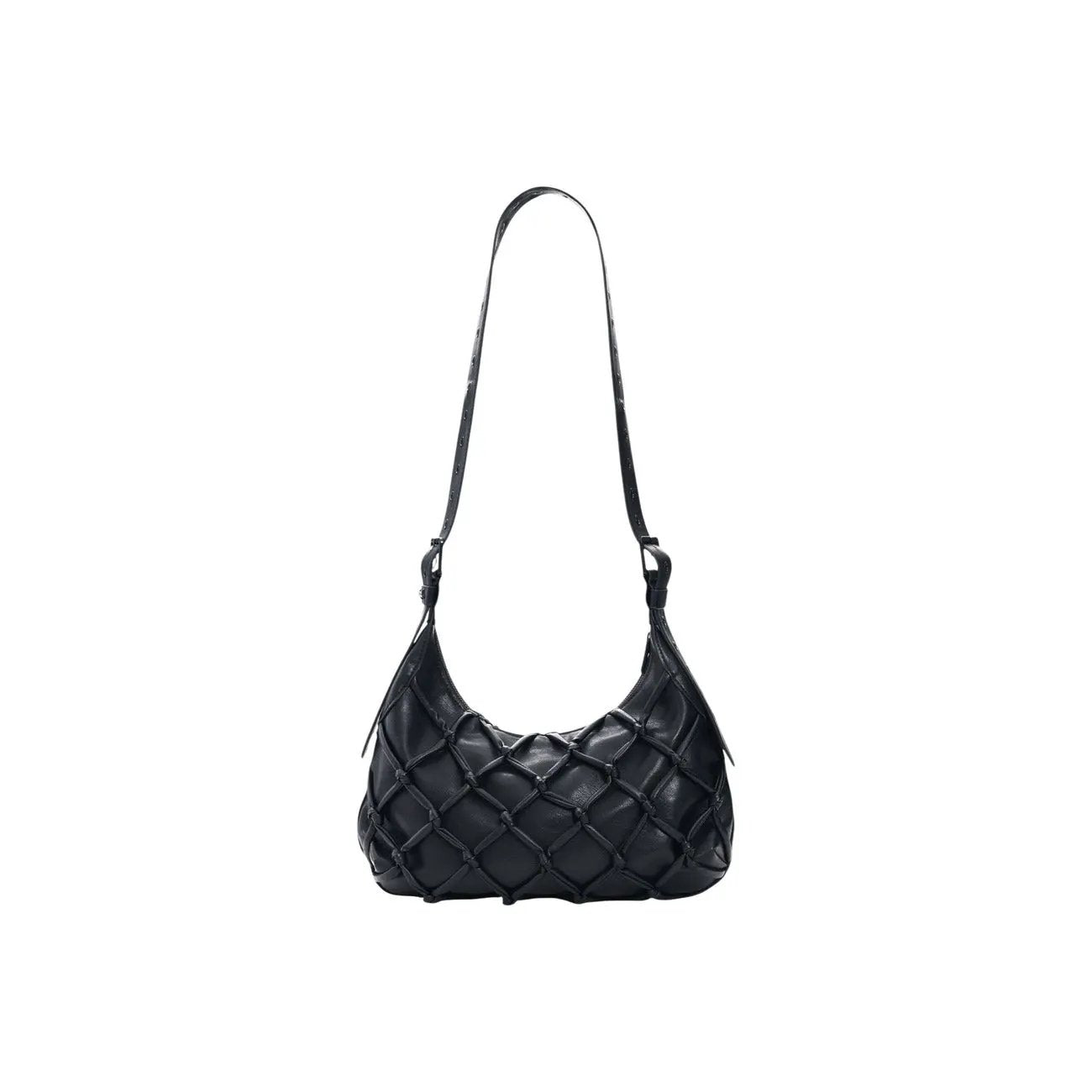 Desigual Women Black Woven Quilted Shoulder Handbag With Zip Fastening by Desigual