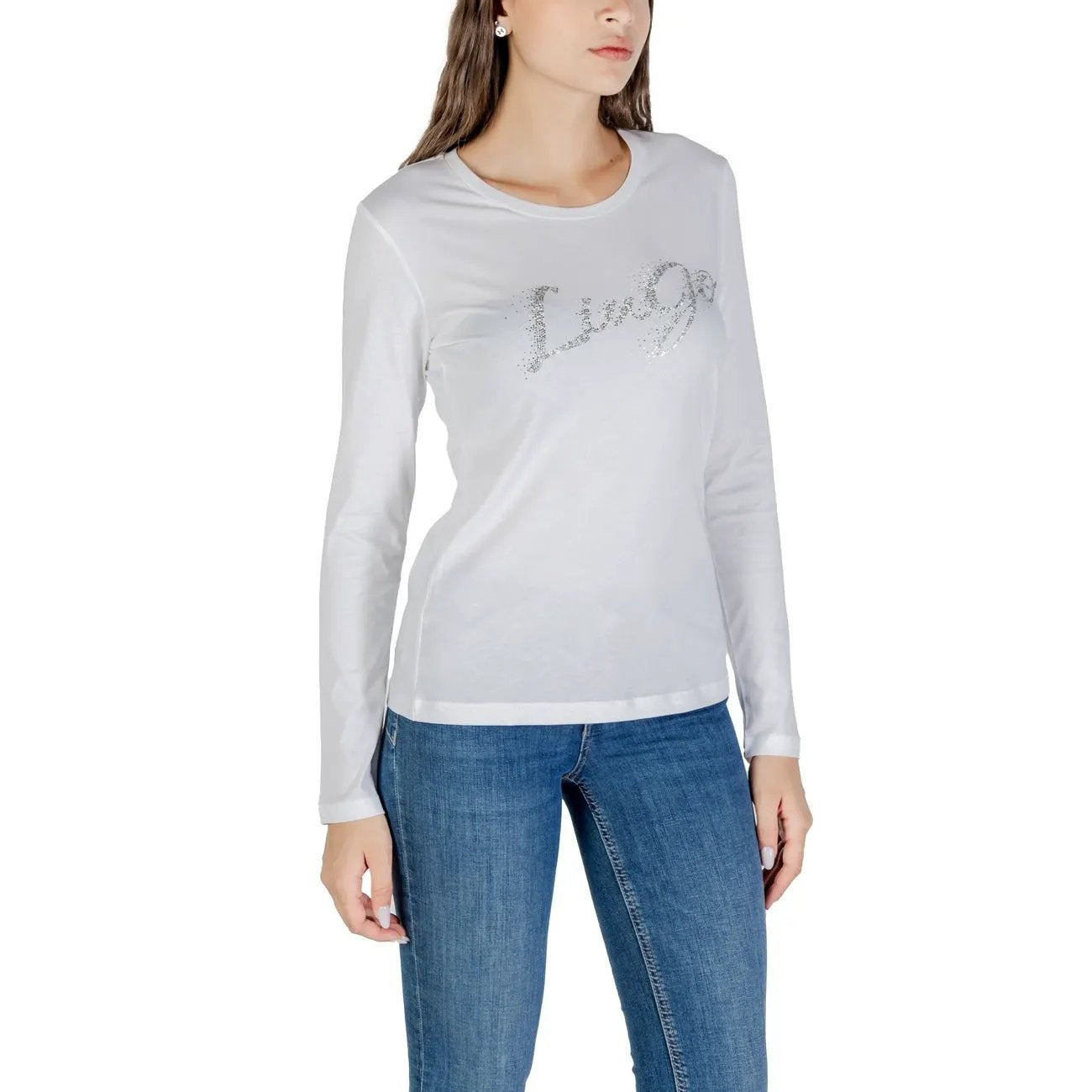 Liu Jo Womens Essential Premium Cotton Long Sleeve Printed White Tee by Liu Jo