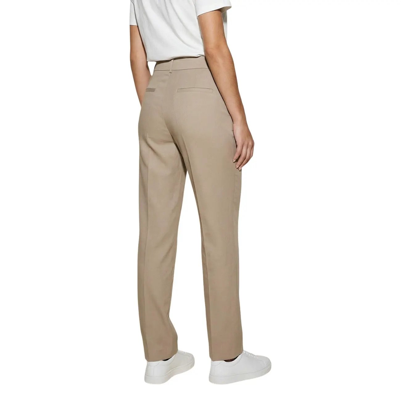 Only Women Beige Straight Trousers Stylish Comfortable Viscose Pants by Only