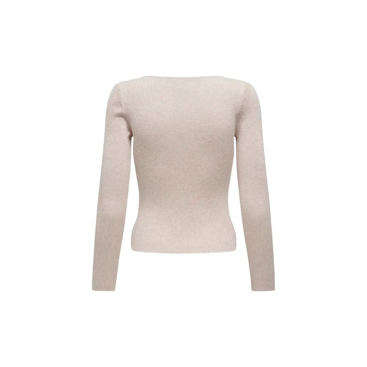 Only Women Beige Soft Long Sleeve Sweetheart Neckline Knitwear Top by Only