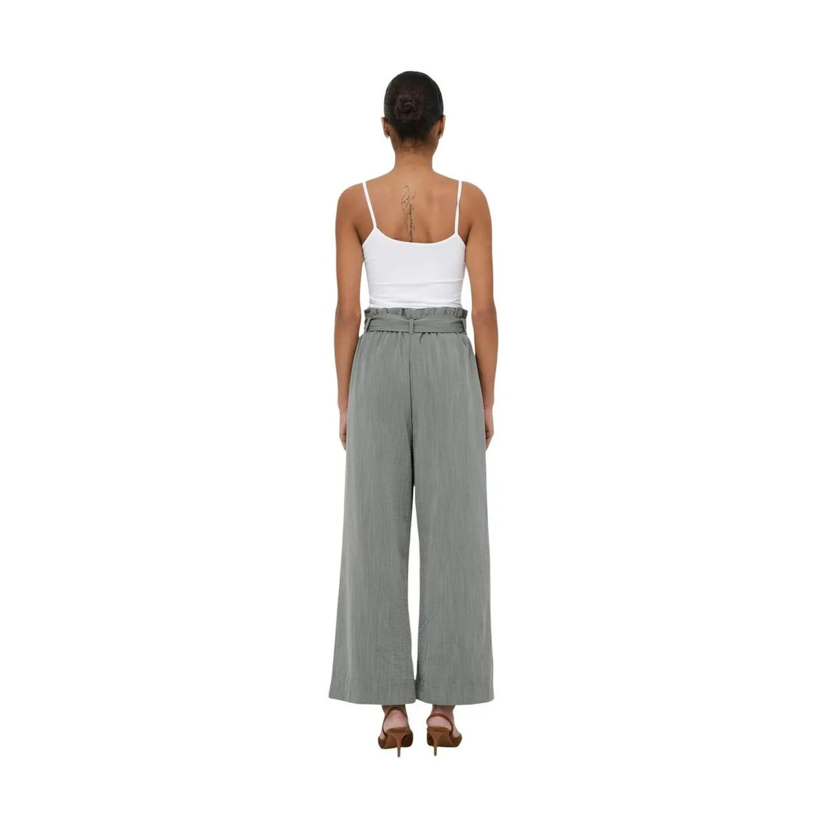 Only Women Stylish Wide Leg Trousers Comfortable Tie Waist Pockets by Only