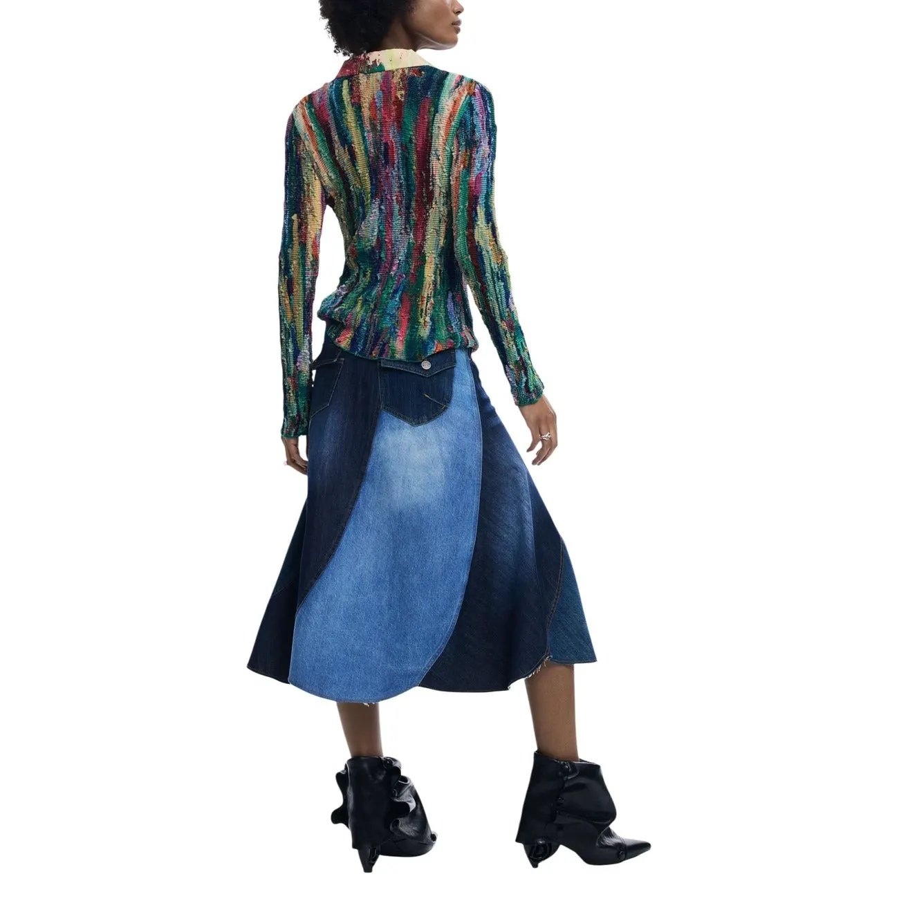 Desigual Women Stylish Blue Denim Skirt Cotton Zip Front Pockets by Desigual