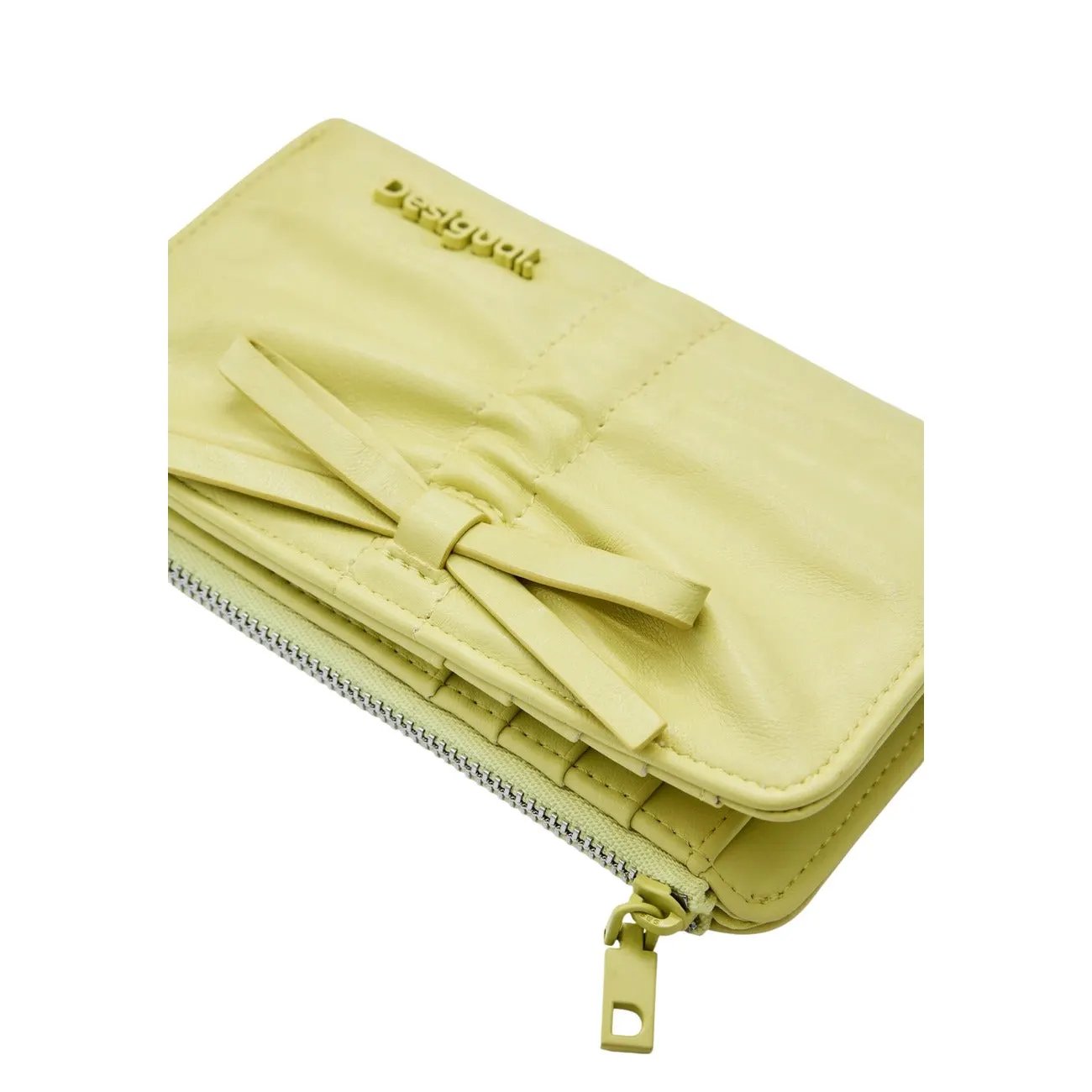 Premium Desigual Women Yellow Wallet With Bow Detail Zip Inner Pockets by Desigual