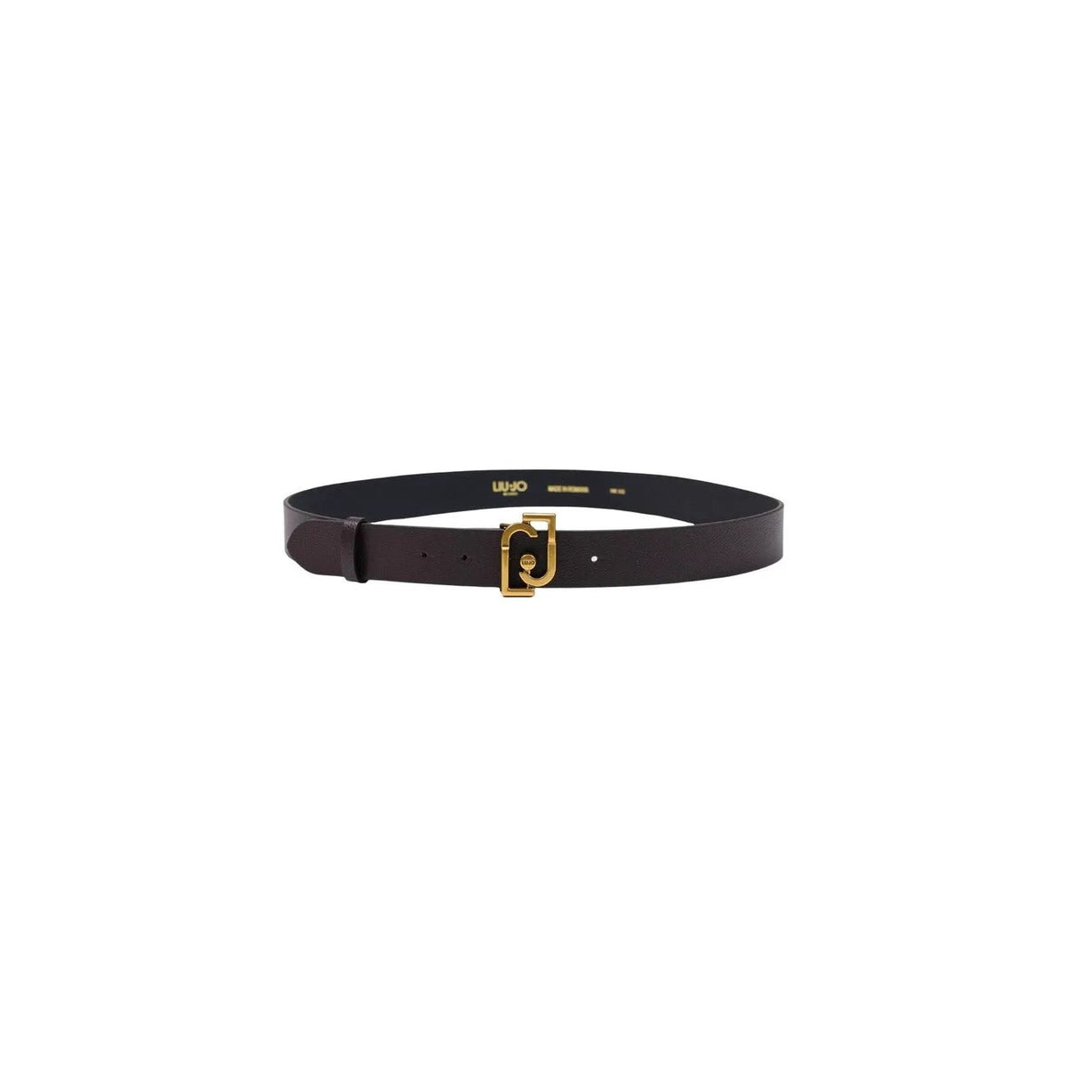Elegant Liu Jo Women Brown Geometric Faux Leather Belt With Gold Buckle by Liu Jo