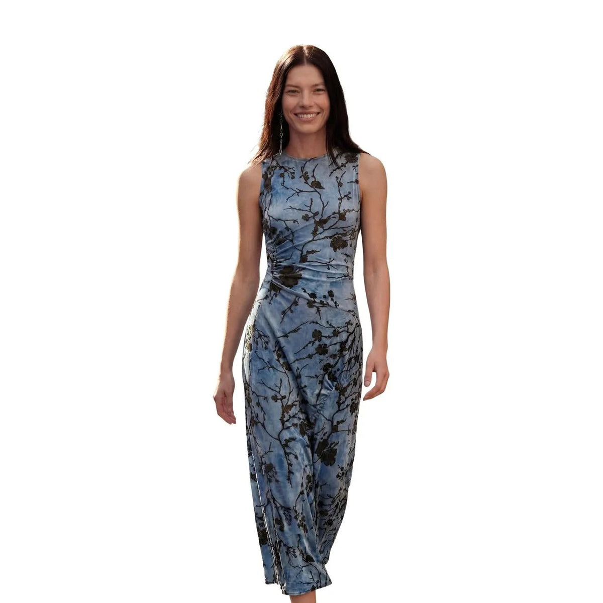Desigual Women Light Blue Floral Sleeveless Elegant Summer Midi Dress by Desigual