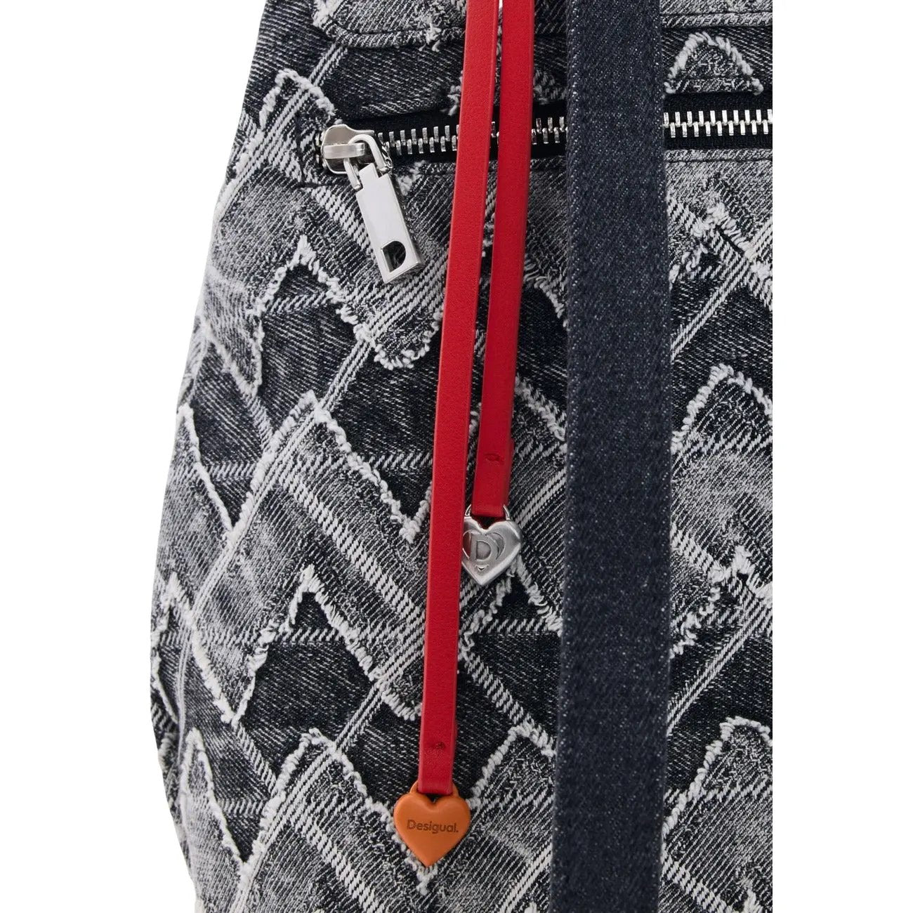 Desigual Women Grey Embellished Denim Mini Rucksack Bag For Stylish Travel by Desigual