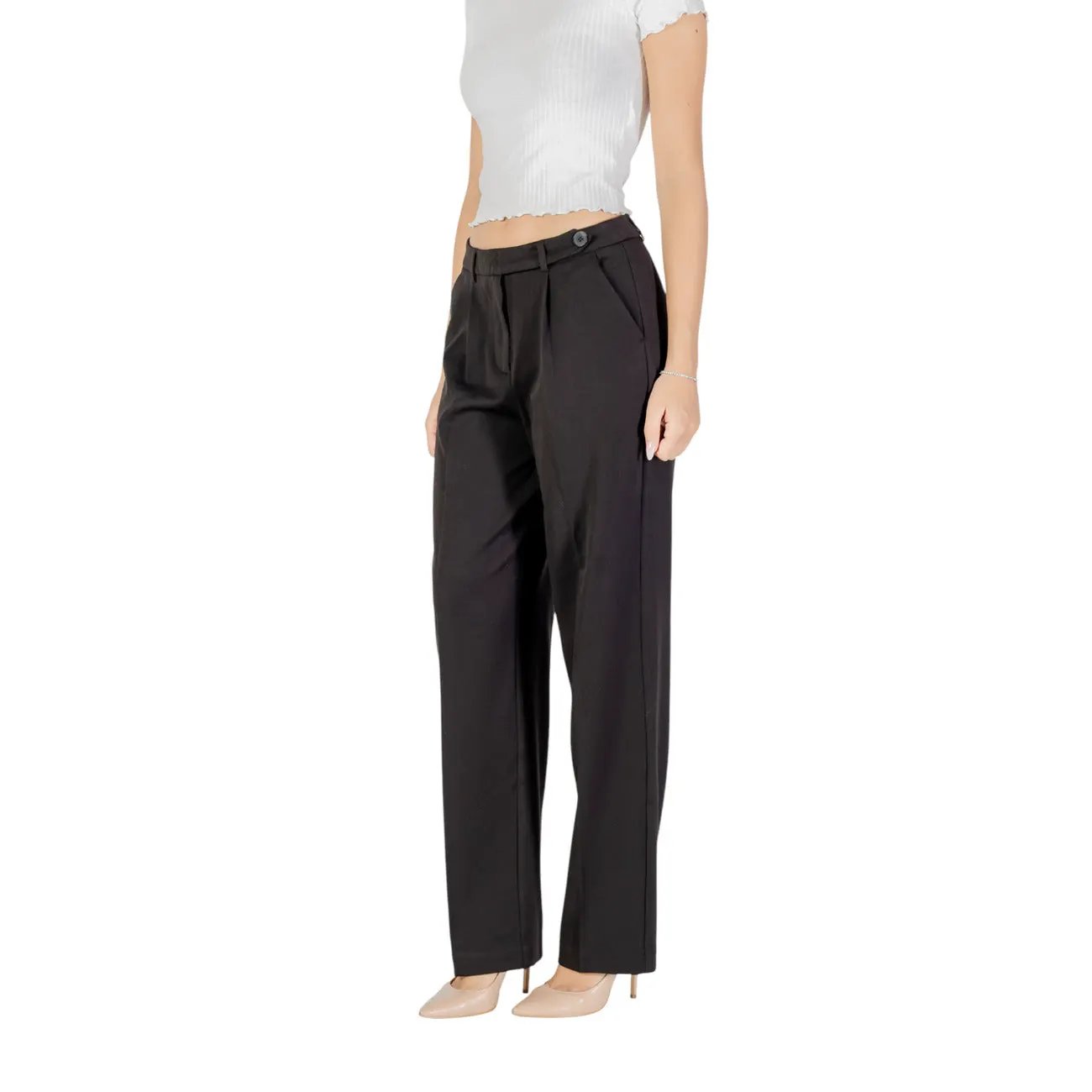 Only Women Black Trousers Premium Stretch Zip Fly Front Pocket Comfort by Only