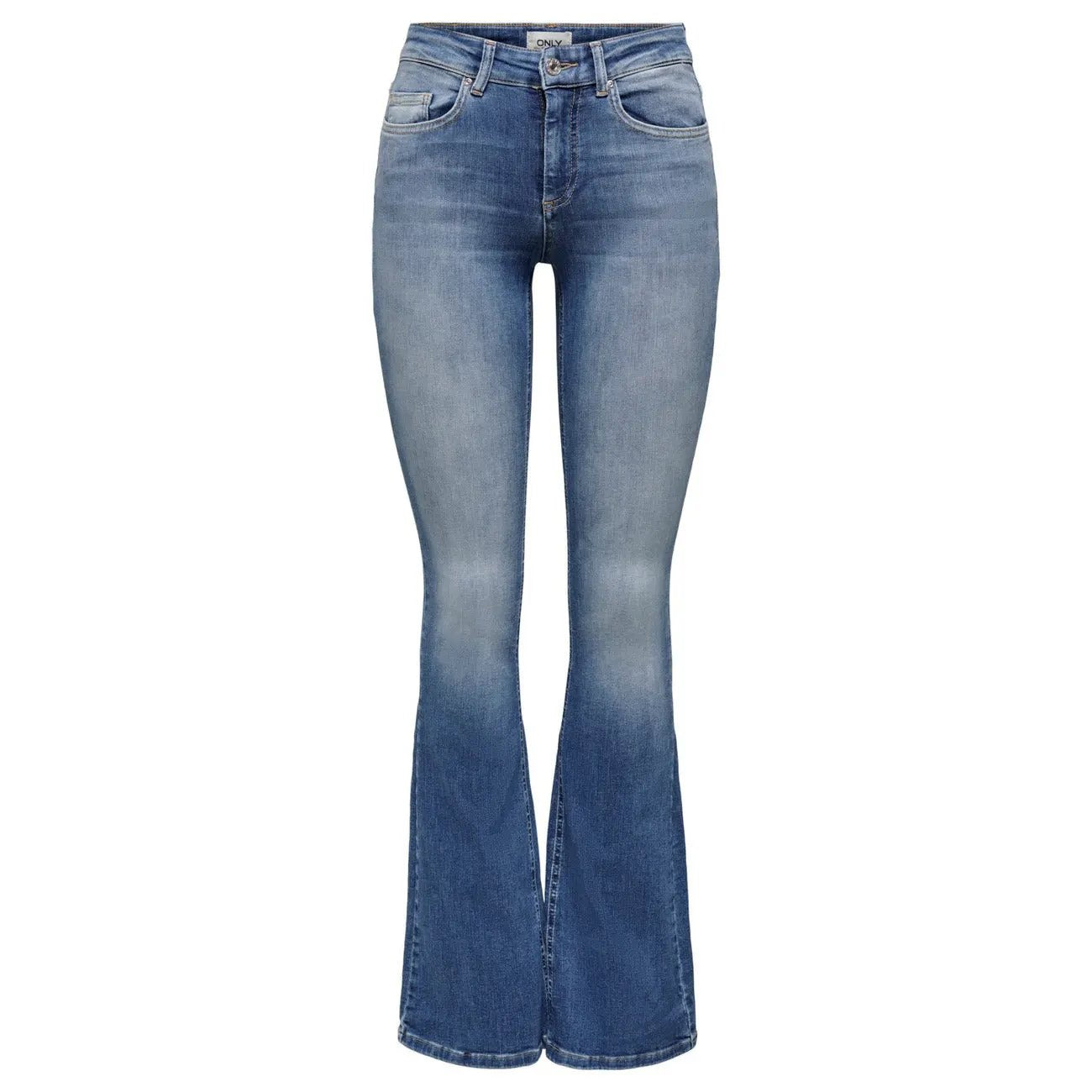 Only Women Blue Super Stretch High Waisted Flared Denim Jeans Retro Fit by Only