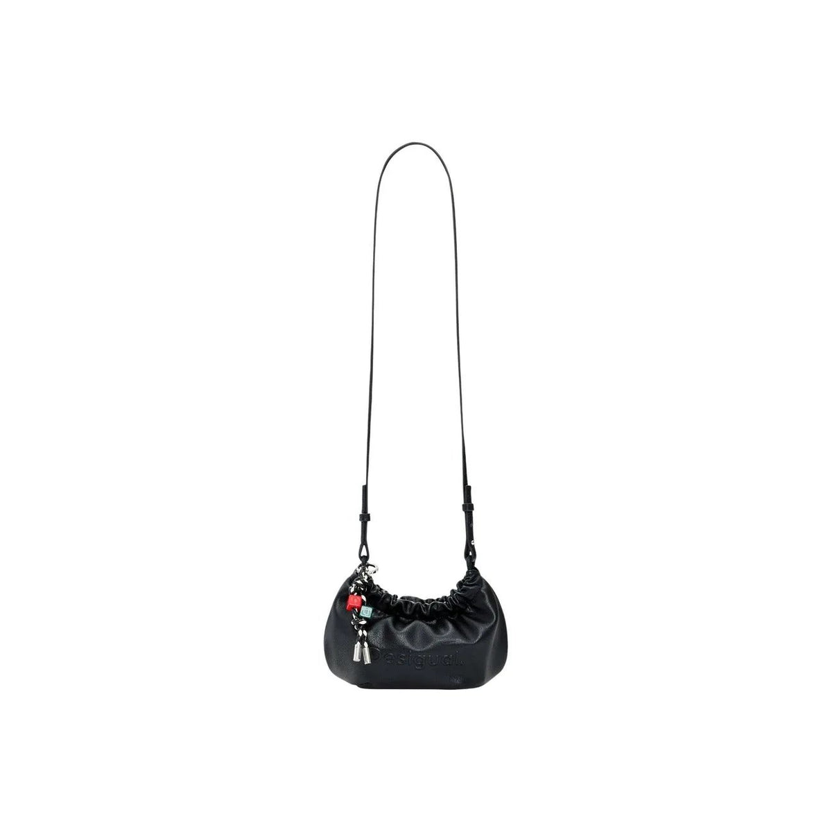 Desigual Women Black Trendy Ruched Shoulder Bag With Charms For Ladies by Desigual