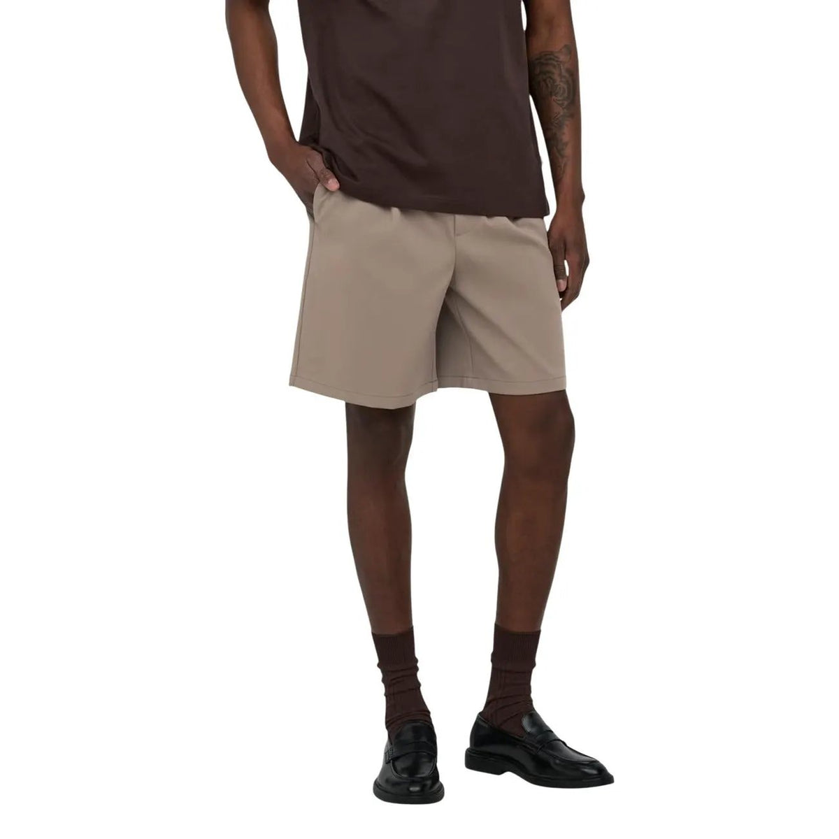 Only and Sons Men's Grey Comfort Stretch Shorts With Side Pockets by Only & Sons