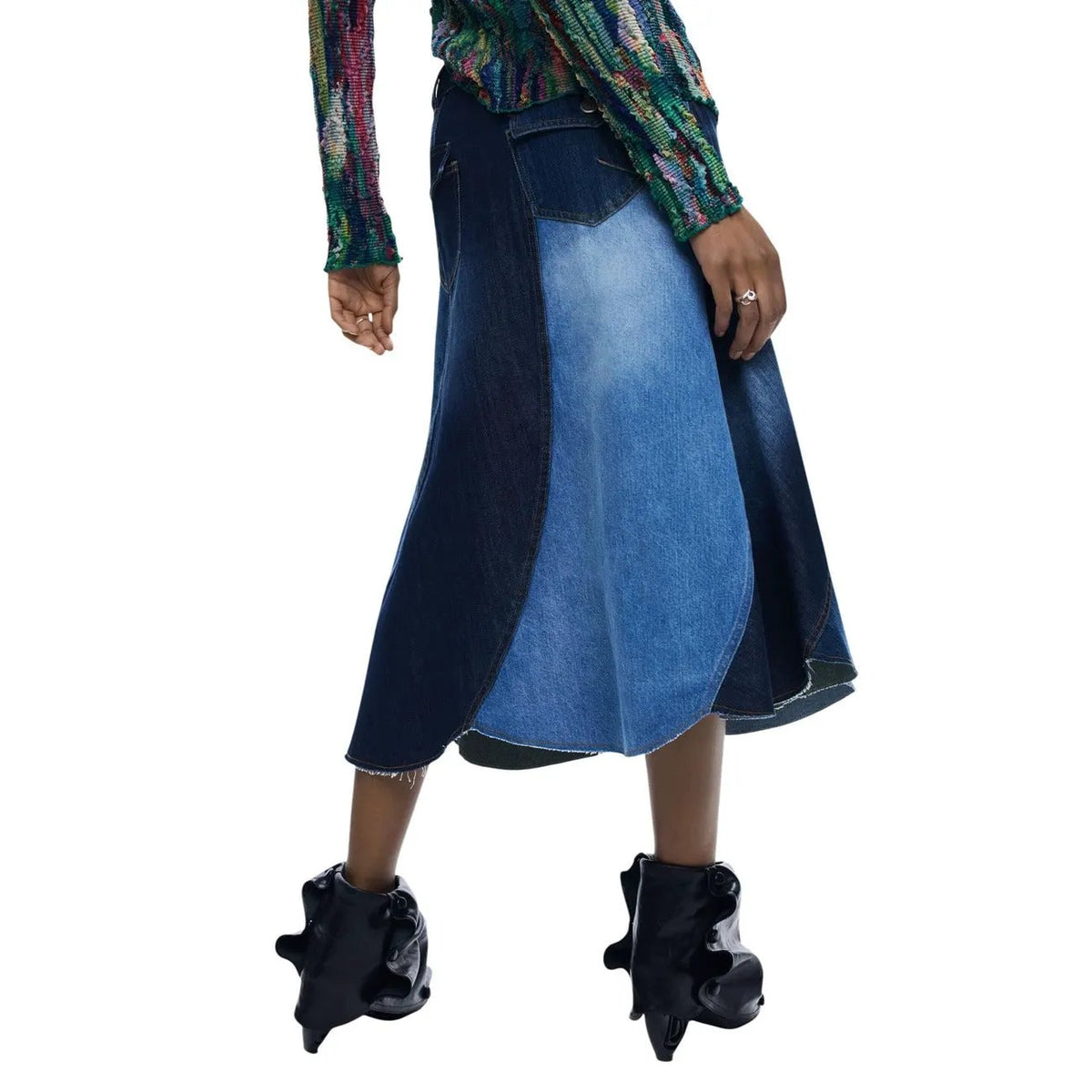 Desigual Women Stylish Blue Denim Skirt Cotton Zip Front Pockets by Desigual