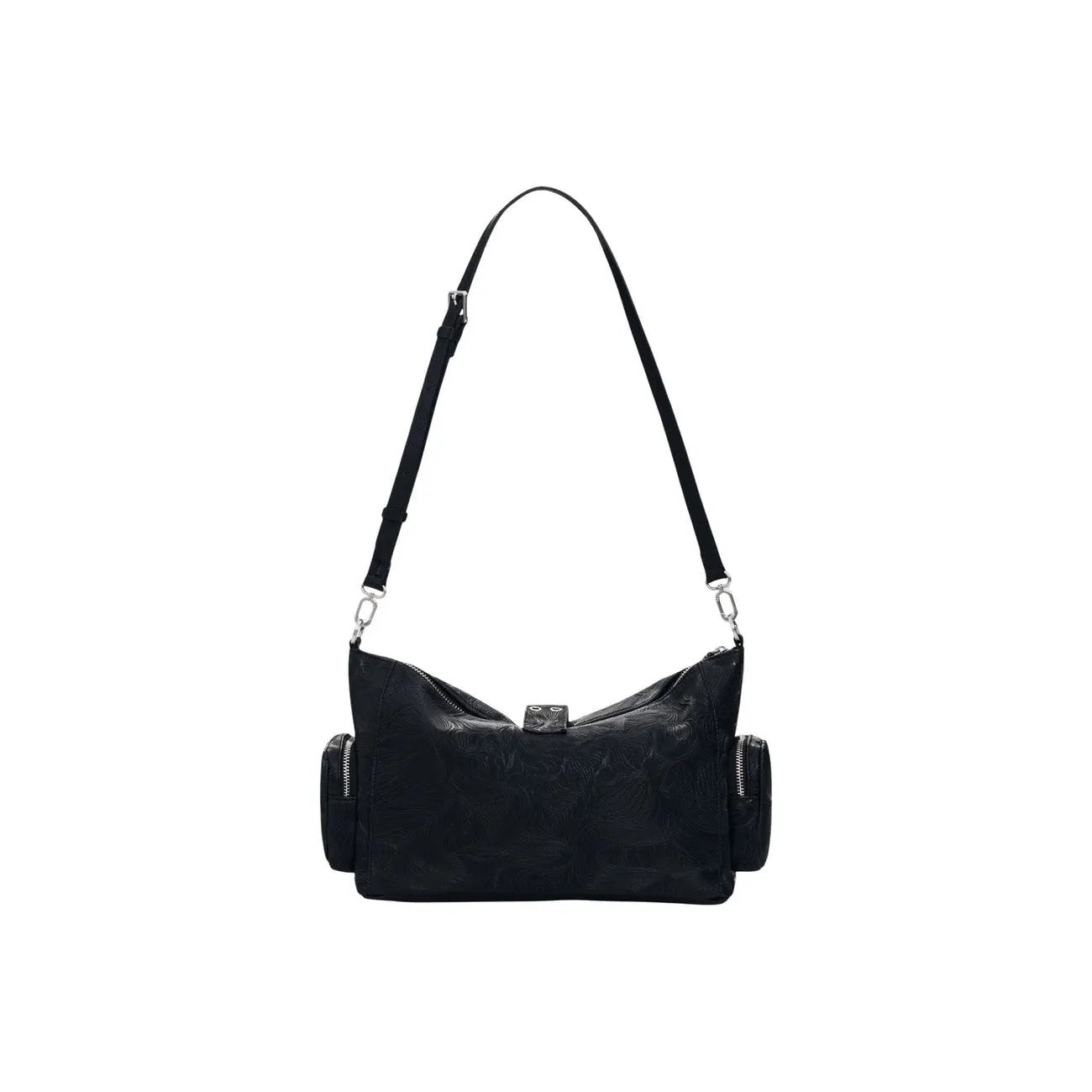 Desigual Women Essential Stylish Black Shoulder Handbag With Side Zip Pockets by Desigual