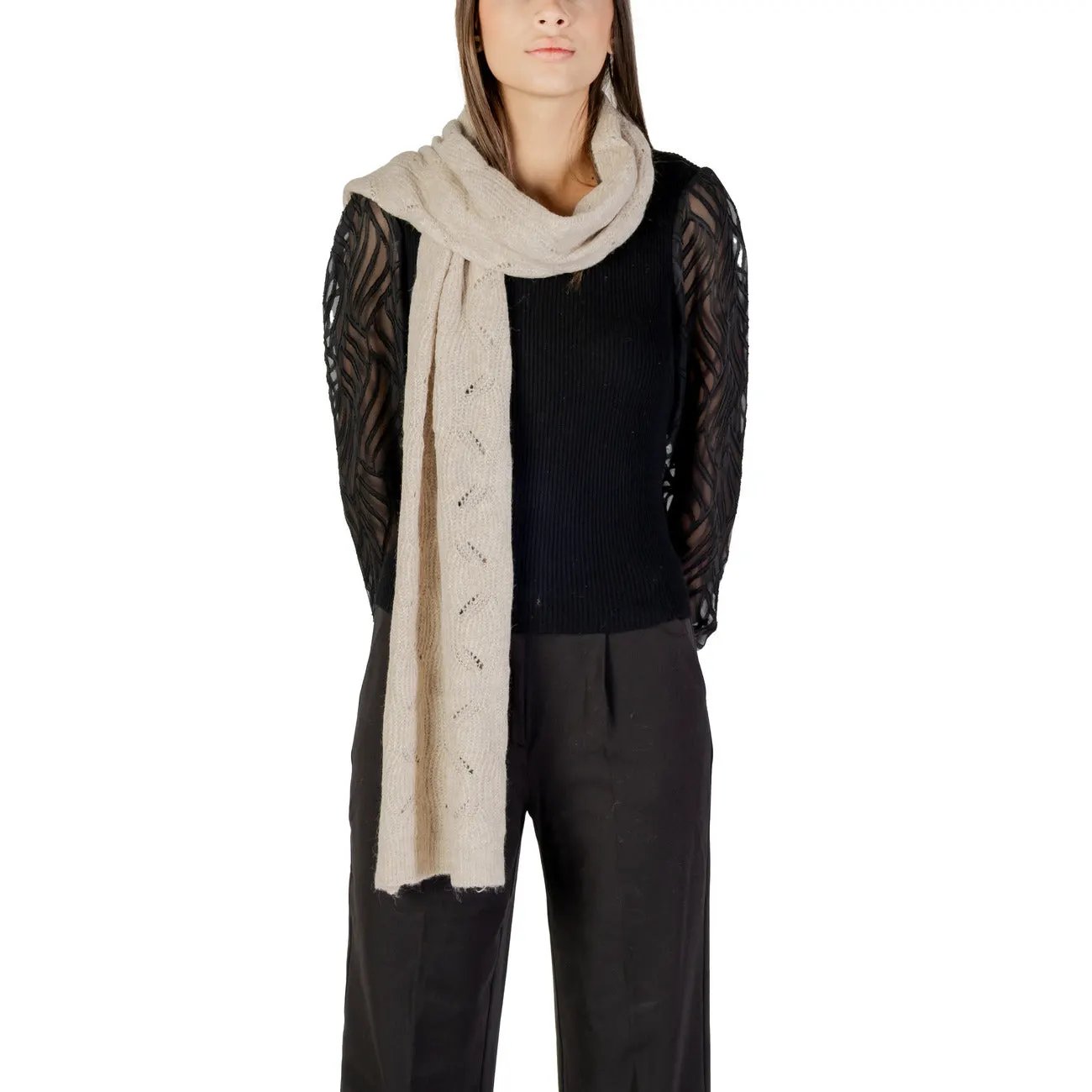 Only Women Beige Knit Scarf Warm Oversized Fall Winter Fashion by Only