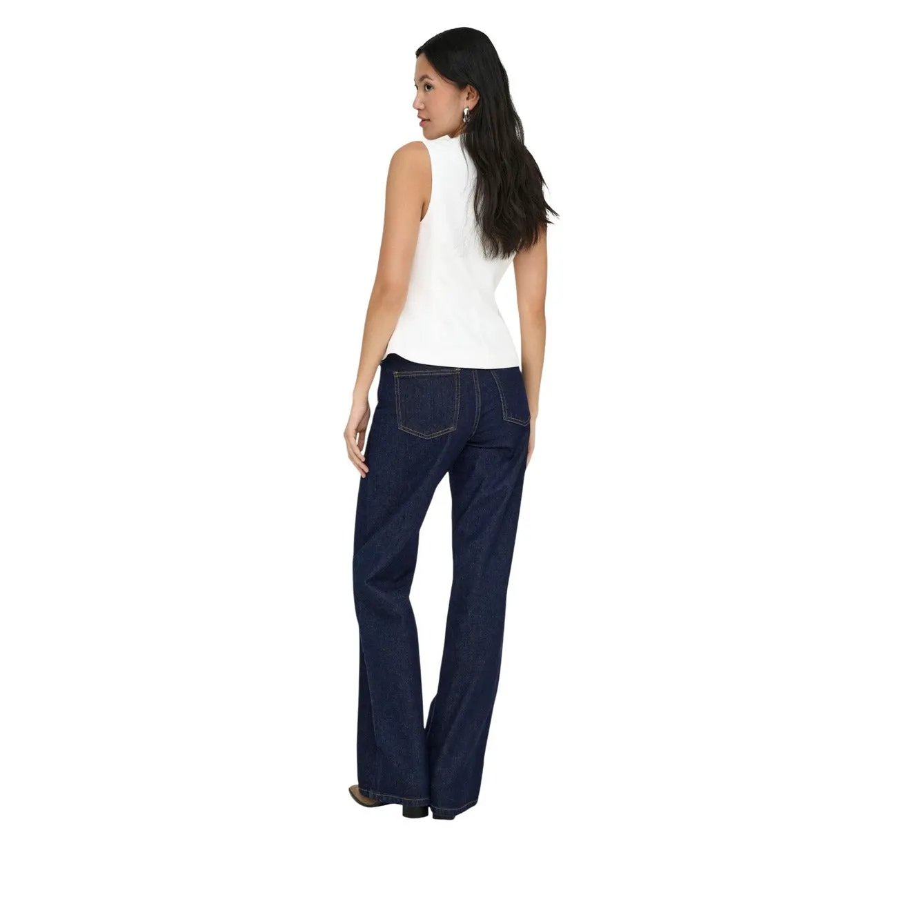 Only Women Organic Cotton Denim Jeans Dark Blue Premium Comfort Style by Only
