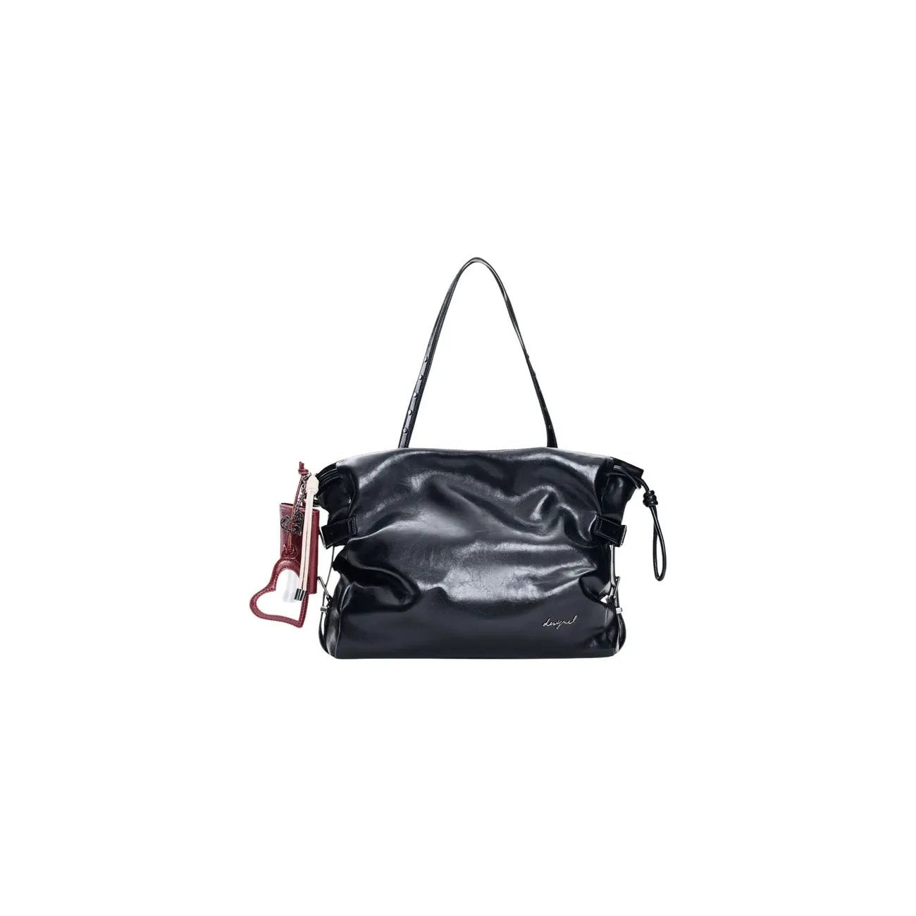 Desigual Women Black Polyurethane Handbag Stunning Zip Fastening Inside Pocket by Desigual
