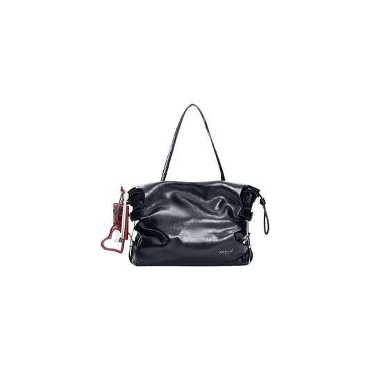Desigual Women Black Polyurethane Handbag Stunning Zip Fastening Inside Pocket by Desigual