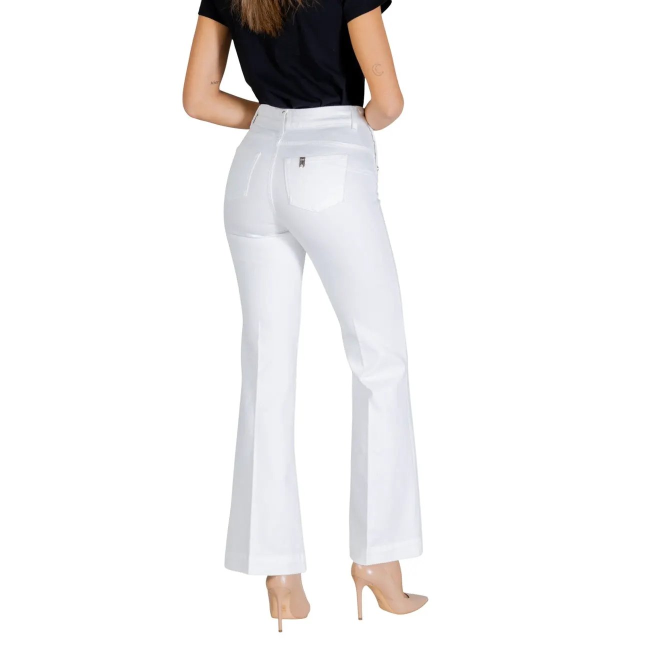 Liu Jo Women White High Waist Flared Trousers Elegant Button Stretch by Liu Jo