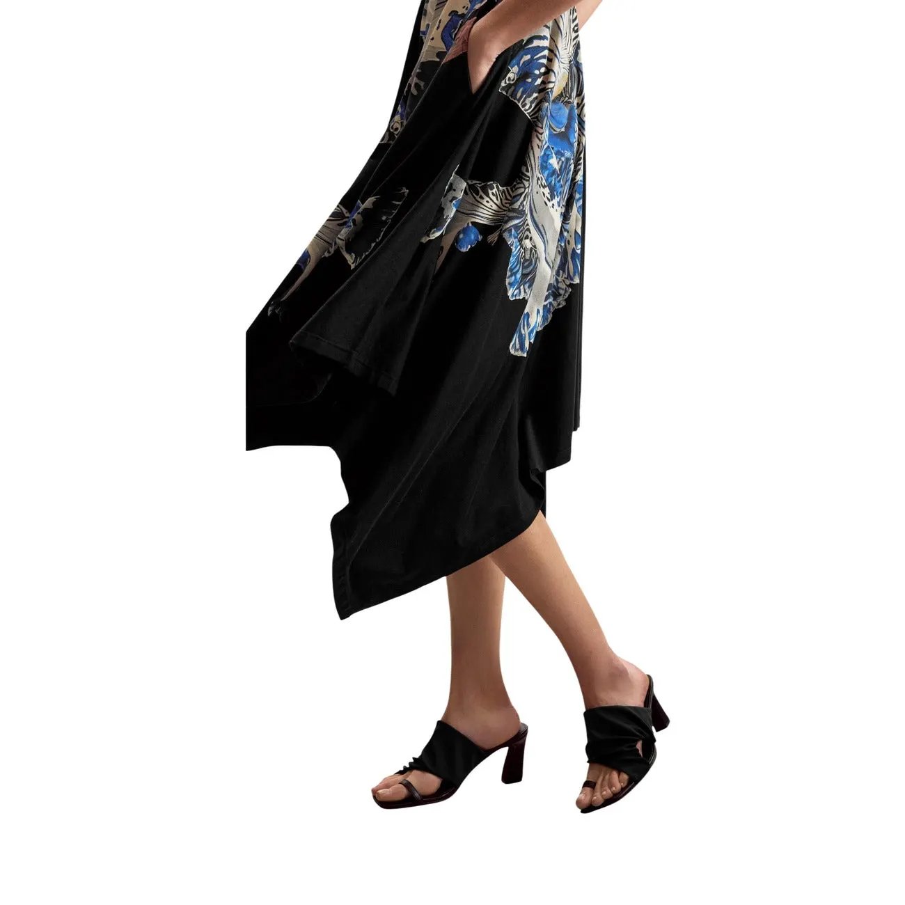 Desigual Women Black Floral Strap Dress Elegant Cotton Blend Summer Style by Desigual