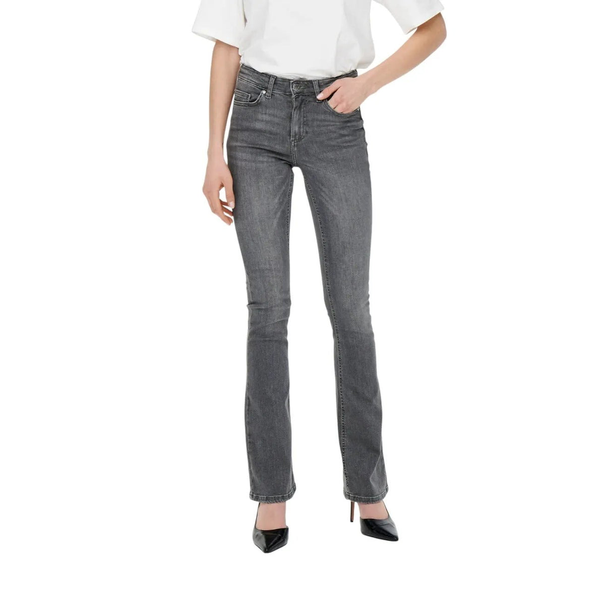 Only Women Grey Stretch Jeans Premium Cotton Lycra Blend Comfortable Casual Design by Only