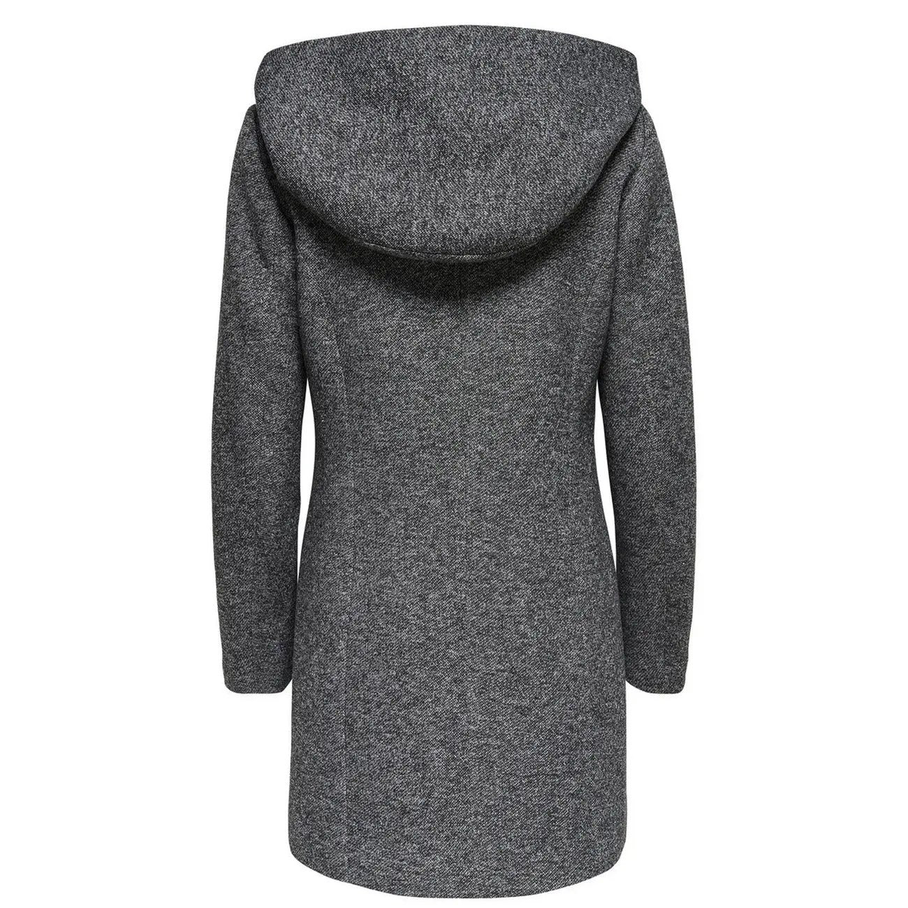 Only Women Grey Pinstripe Hooded Coat Offers Warm Plus Cozy Winter Style by Only