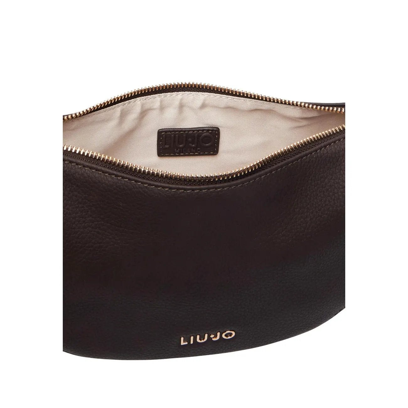 Luxury Liu Jo Women Brown Faux Leather Crescent Shoulder Bag With Zipper by Liu Jo