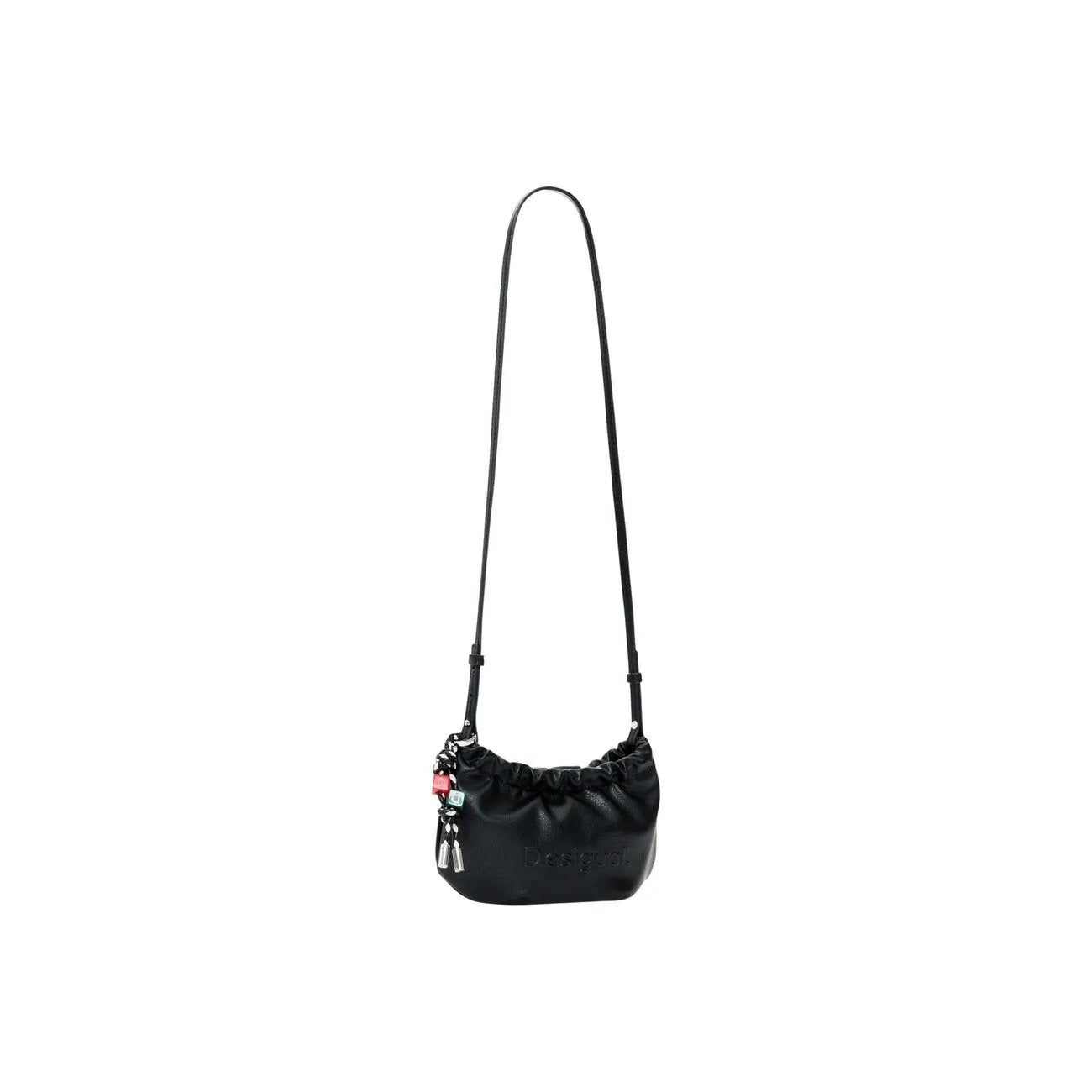 Desigual Women Black Trendy Ruched Shoulder Bag With Charms For Ladies by Desigual
