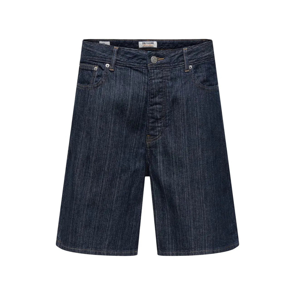 Only & Sons Men Blue Loose Fit Pure Cotton Denim Shorts Stylish Trendy by Only & Sons
