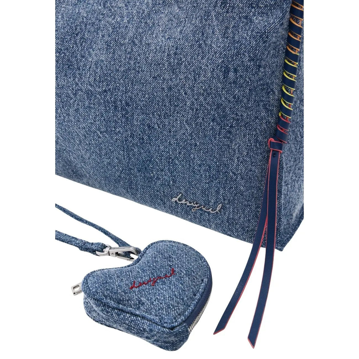 Desigual Women Blue Denim Handbag Stylish Zip Fastening Shoulder Bag With Strap by Desigual