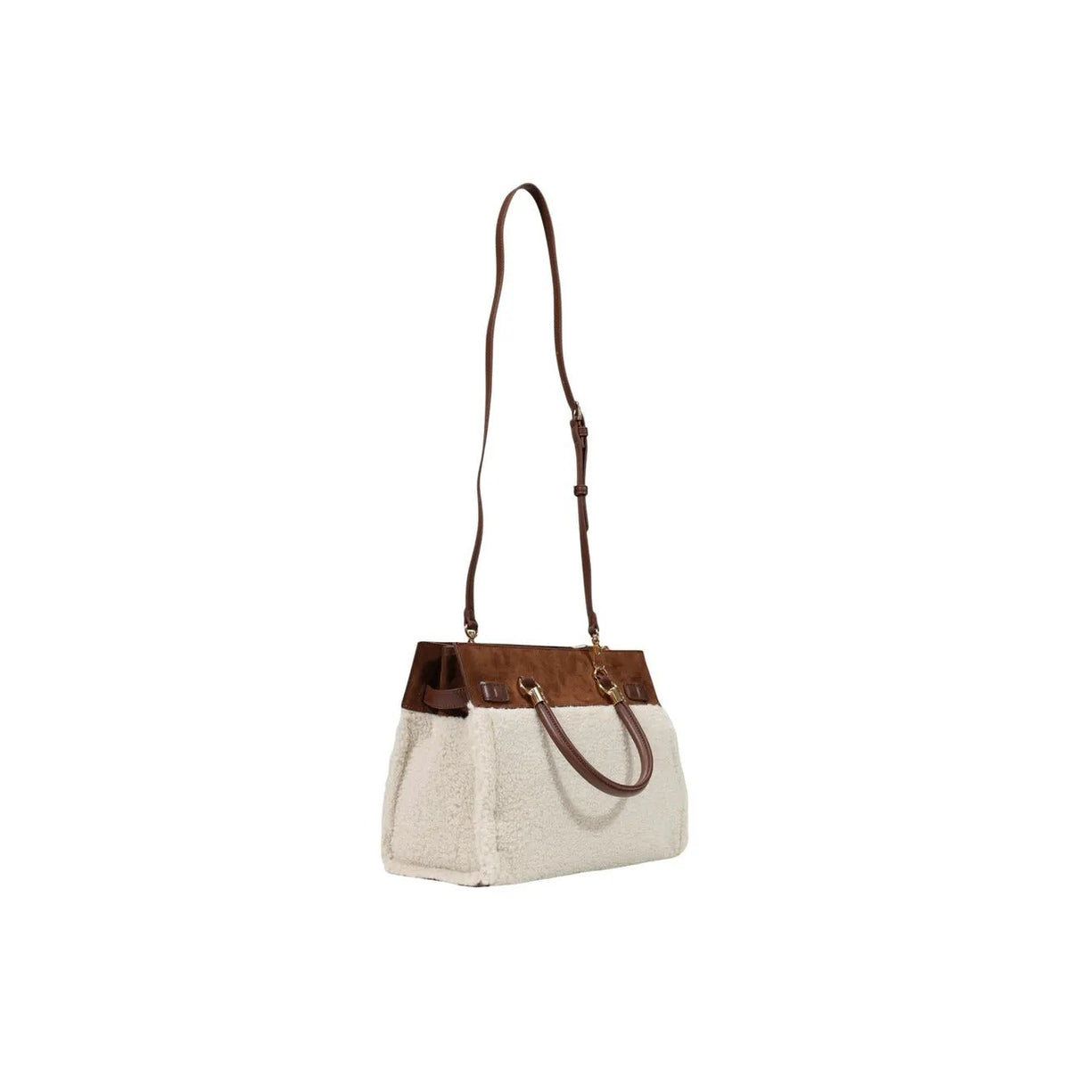 Liu Jo Elegant Women White Sherpa Handbag With Zip Fastening Inside Pockets by Liu Jo