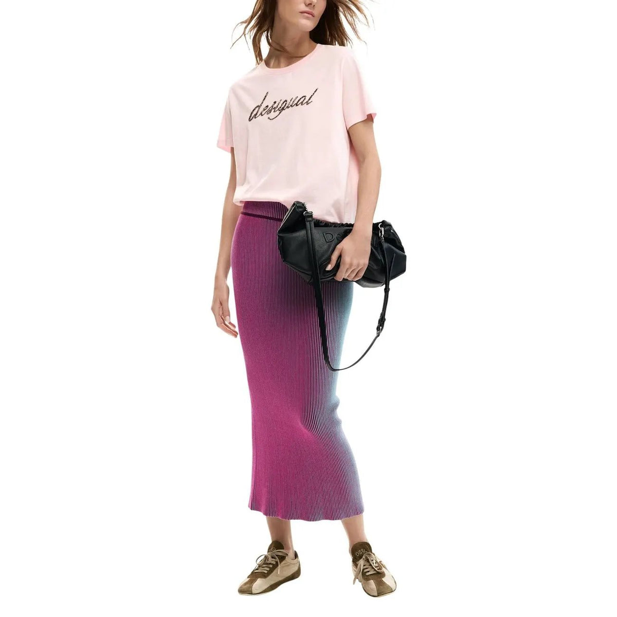 Desigual Women Soft Pink Print Cotton T-Shirt For Breezy Summer Days by Desigual